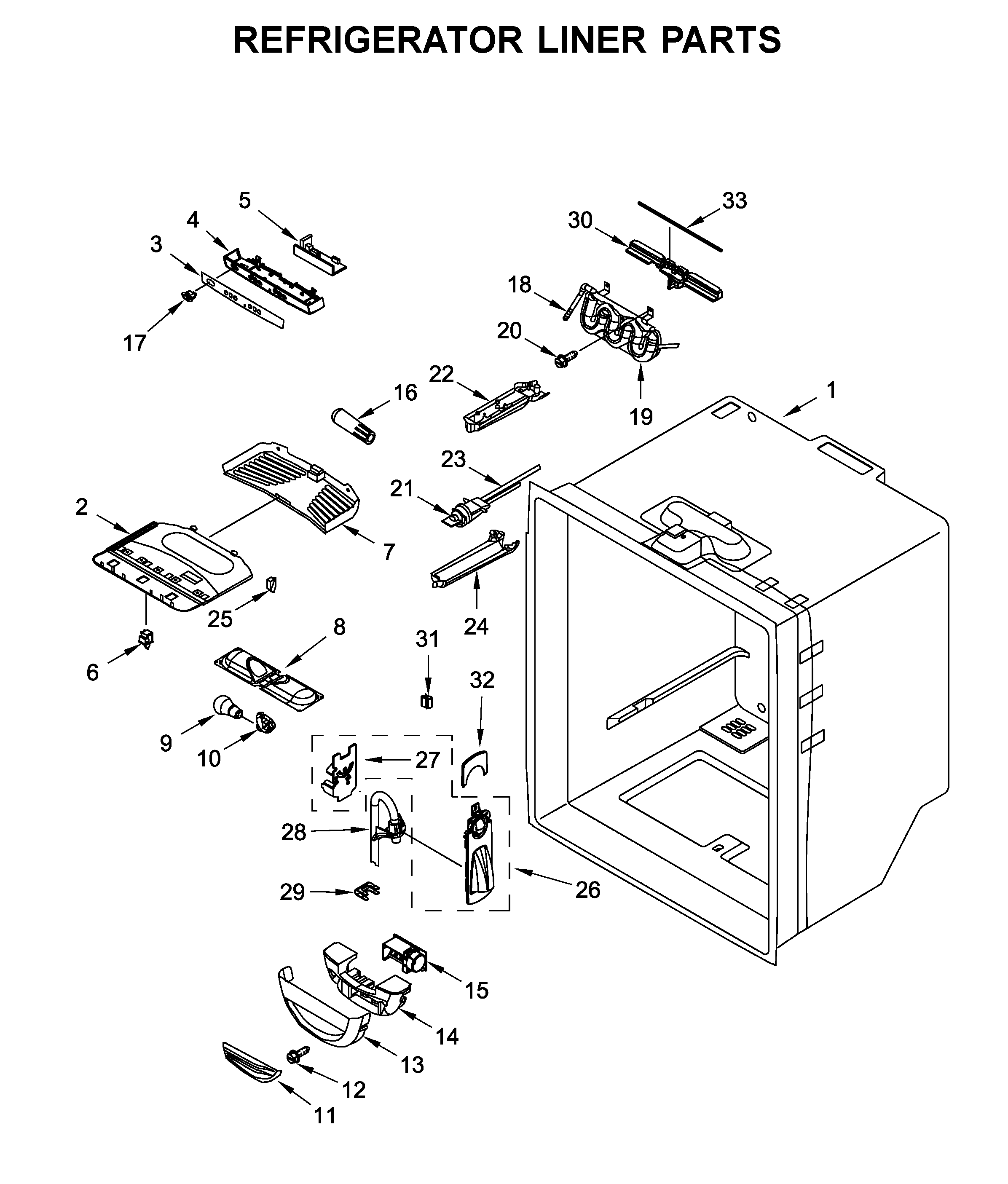 Whirlpool WRF535SWHV03 refrigerator liner parts diagram