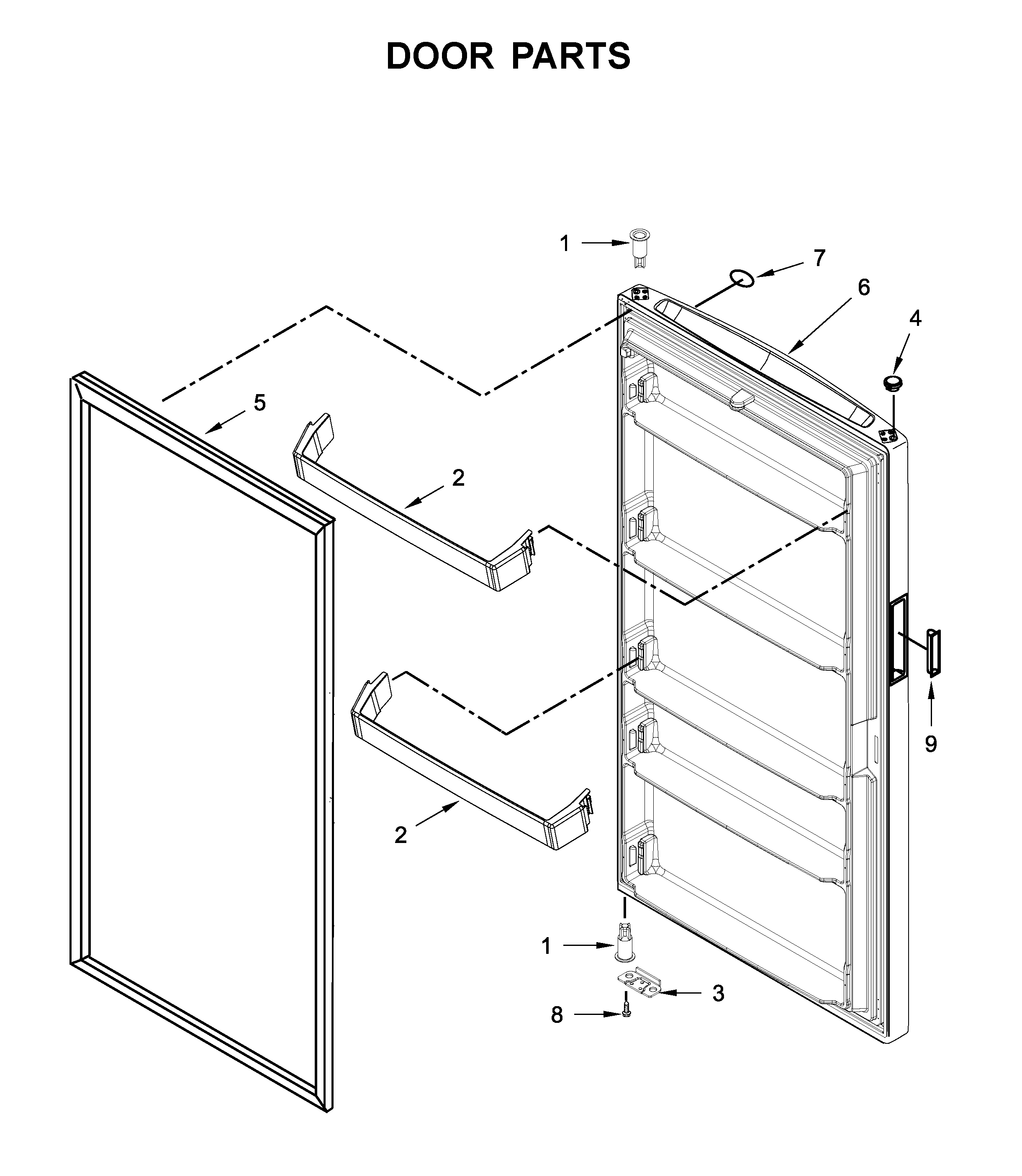 Whirlpool WZF34X16DW06 door parts diagram