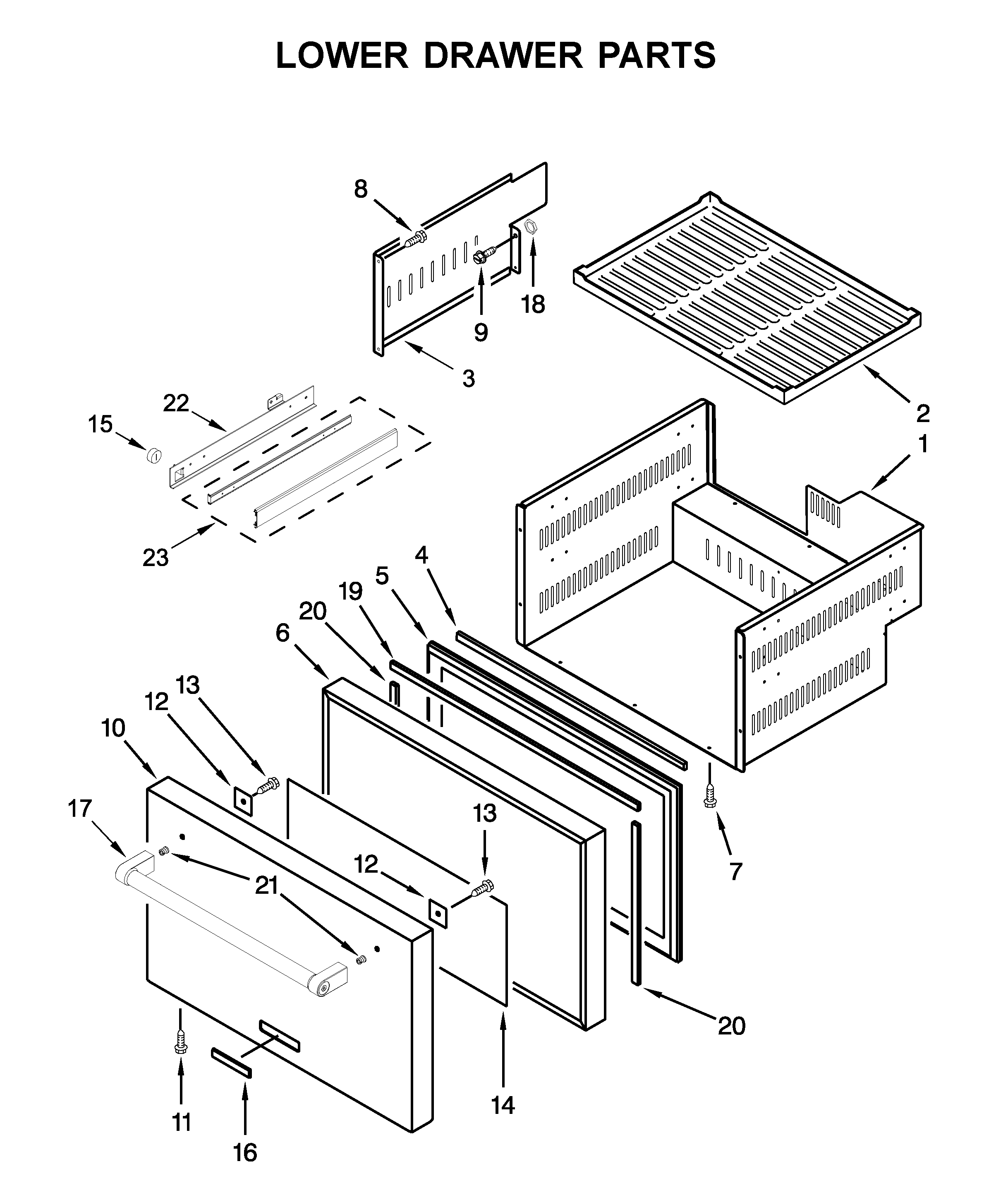 KitchenAid KUDF204ESB01 lower drawer parts diagram