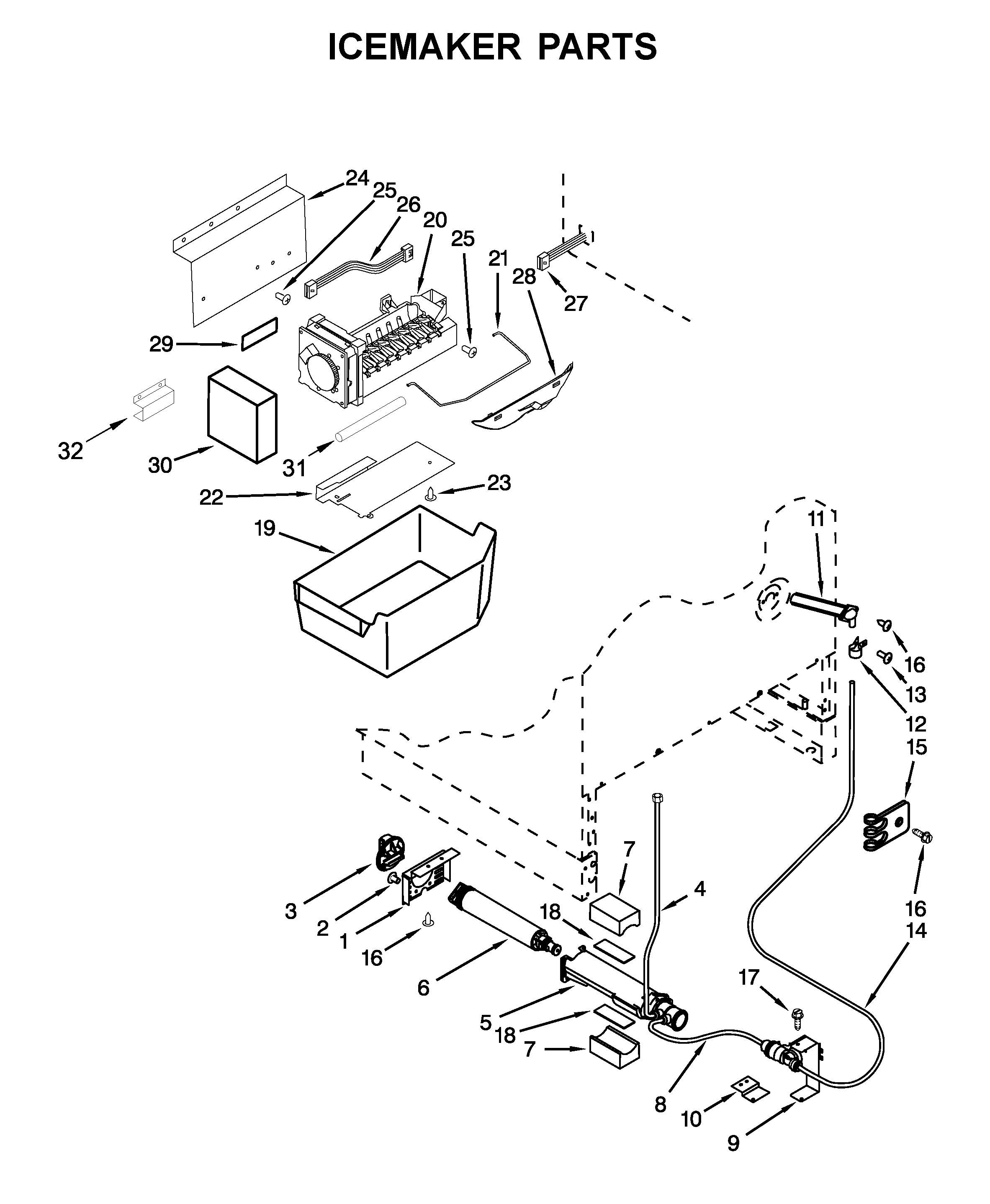 KitchenAid KUDF204ESB01 icemaker parts diagram