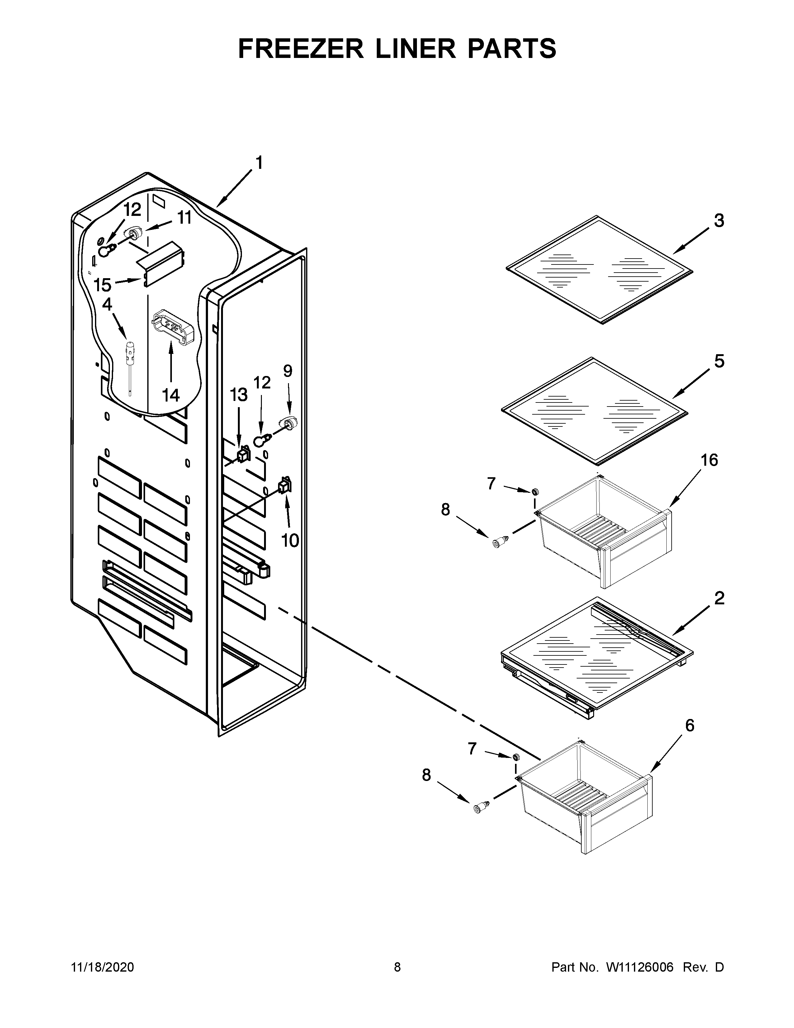 Whirlpool WRS588FIHB00 freezer liner parts diagram