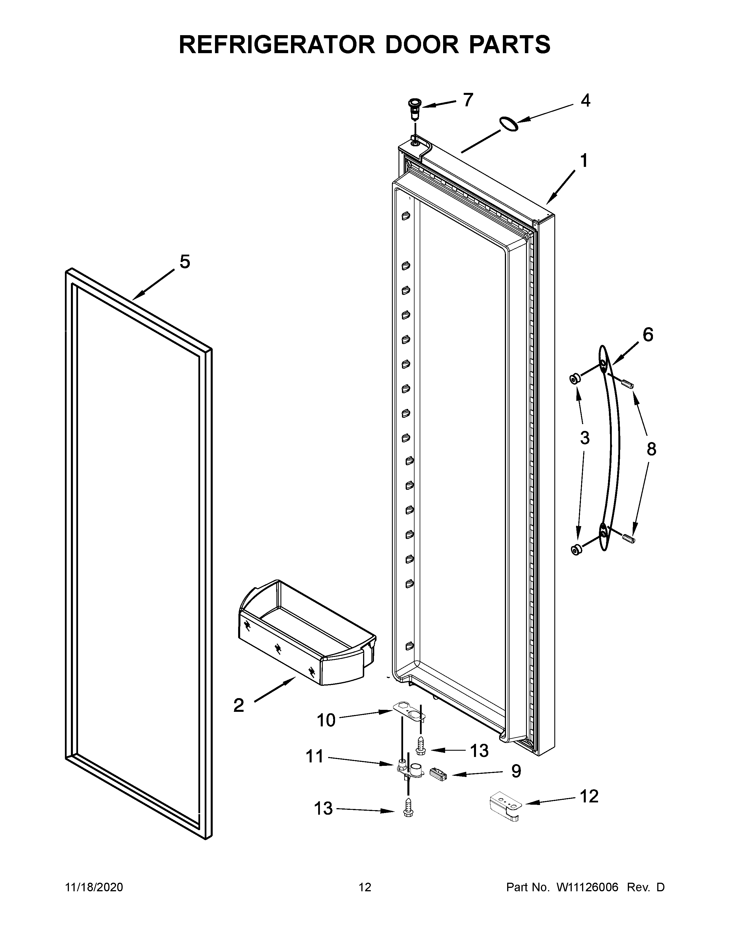 Whirlpool WRS588FIHB00 refrigerator door parts diagram