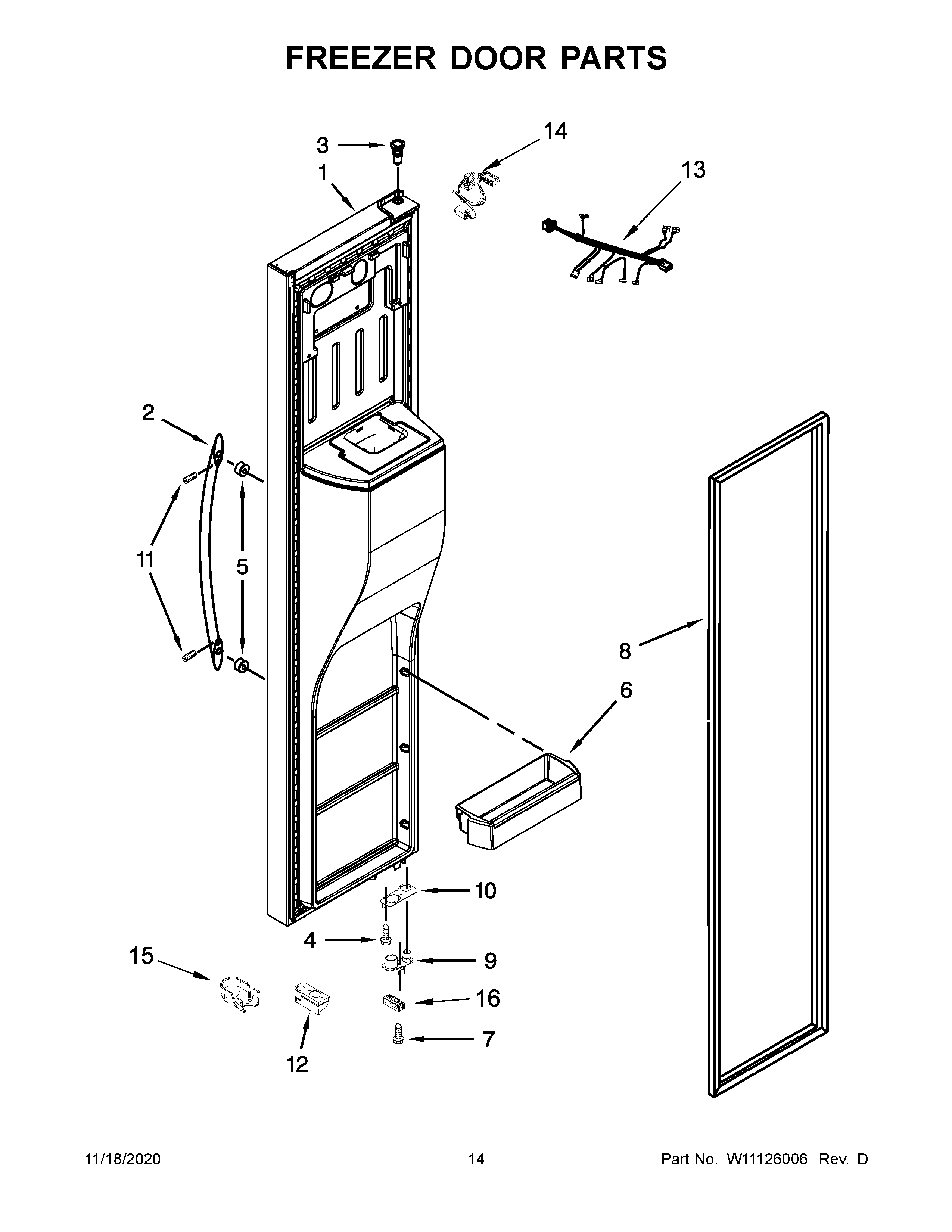 Whirlpool WRS588FIHB00 freezer door parts diagram