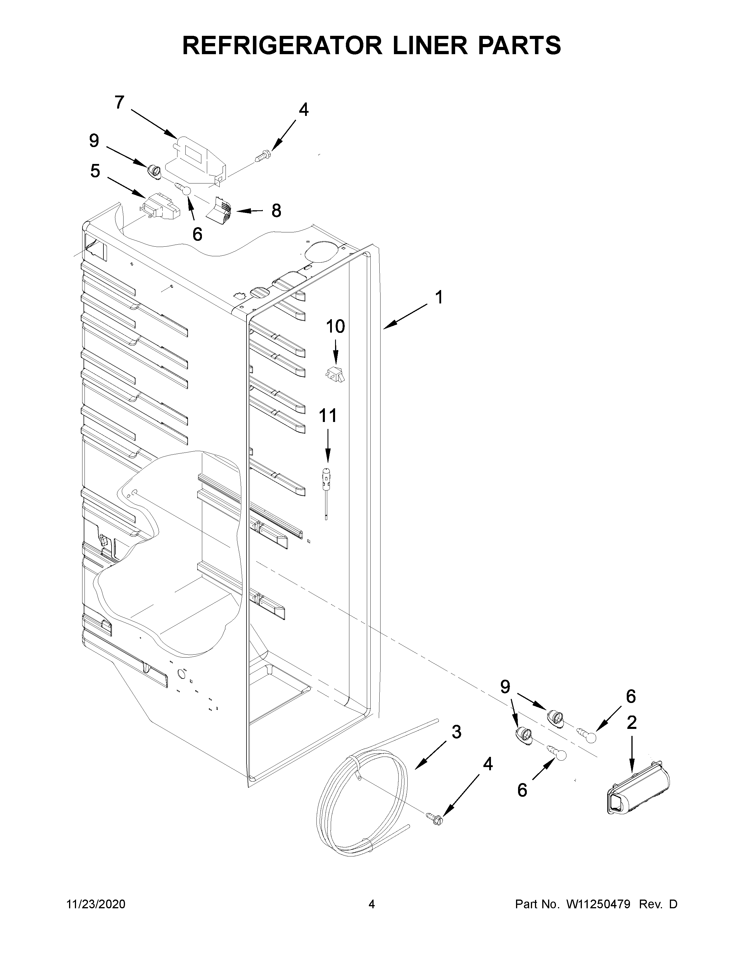Whirlpool WRS321SDHW01 refrigerator liner parts diagram