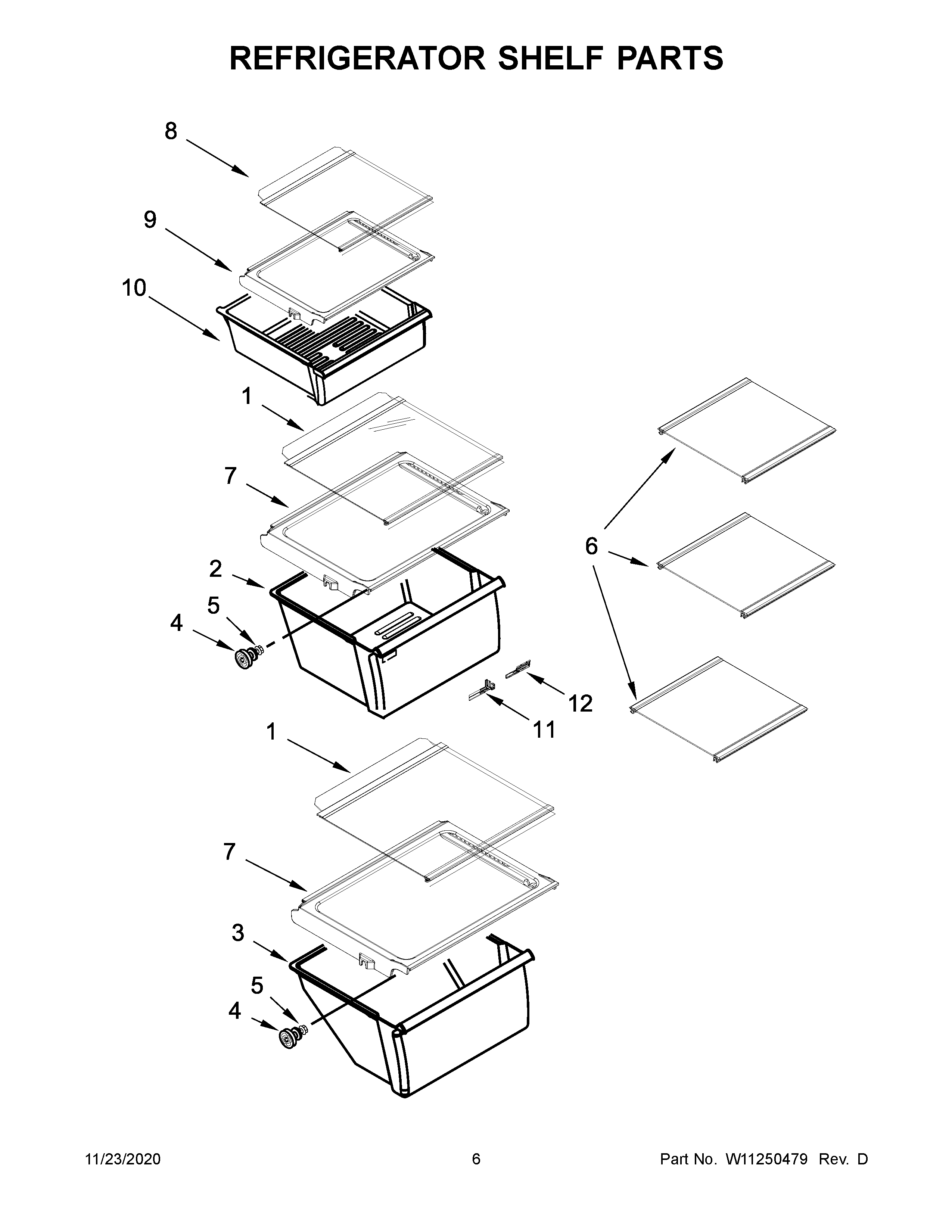 Whirlpool WRS321SDHW01 refrigerator shelf parts diagram
