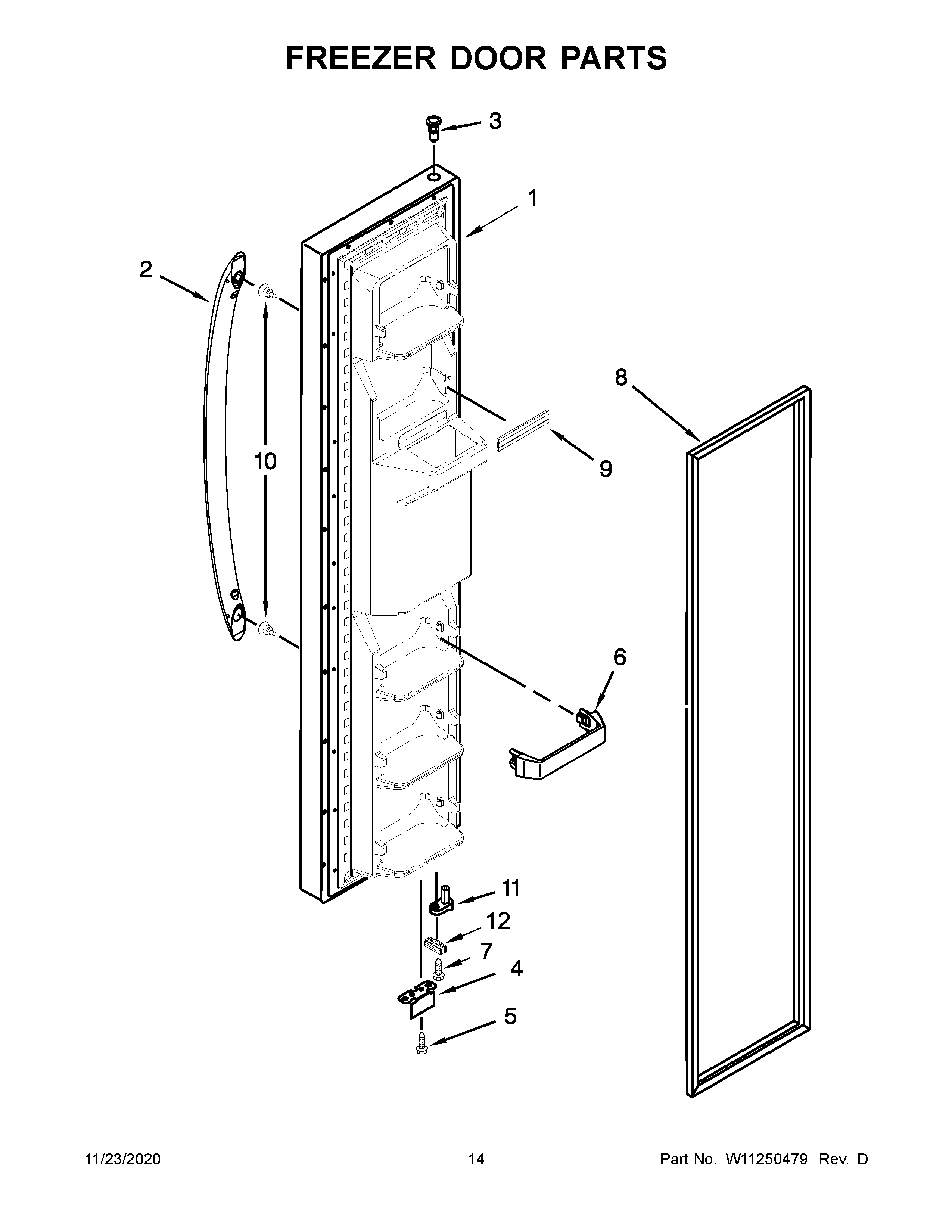 Whirlpool WRS321SDHW01 freezer door parts diagram