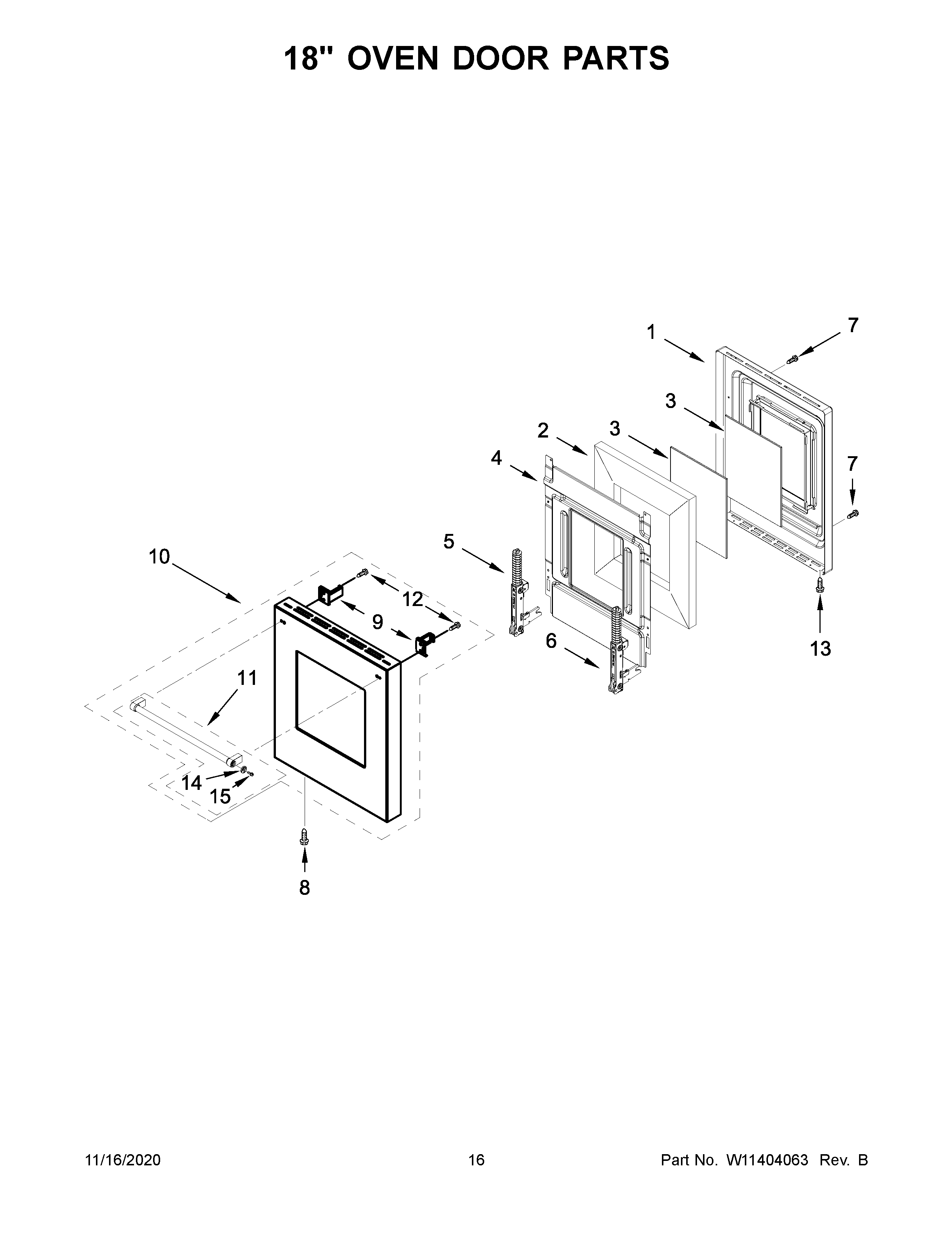 KitchenAid KFGC558JBK00 18" oven door parts diagram