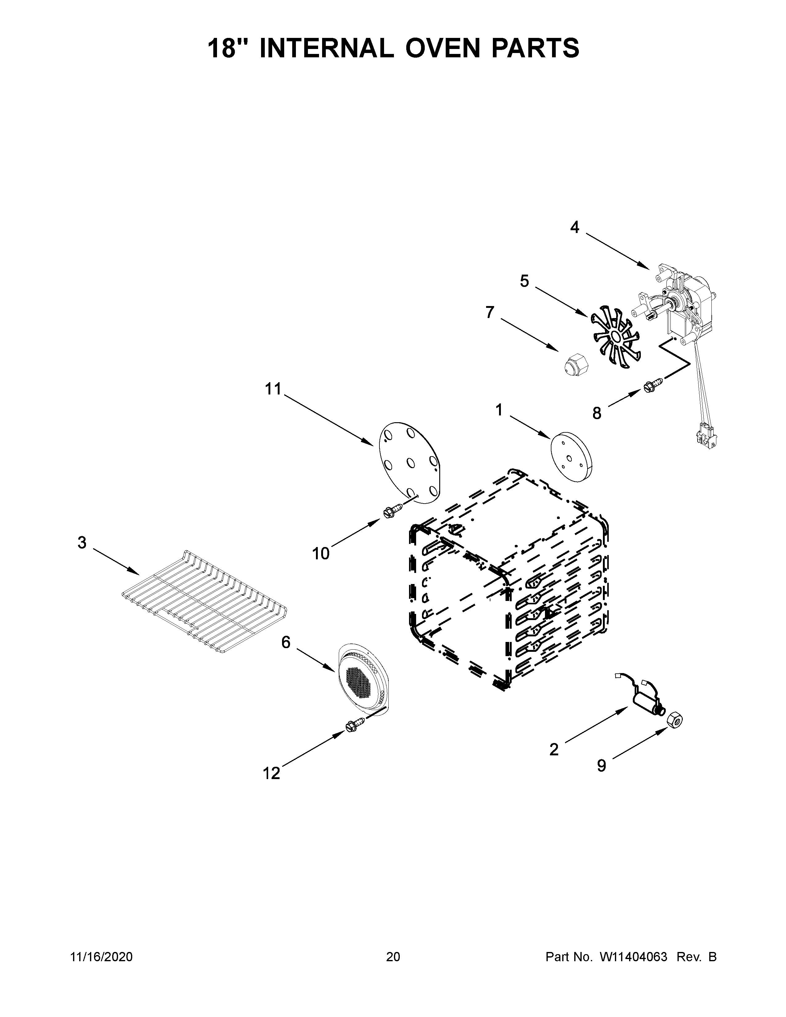 KitchenAid KFGC558JBK00 18" internal oven parts diagram