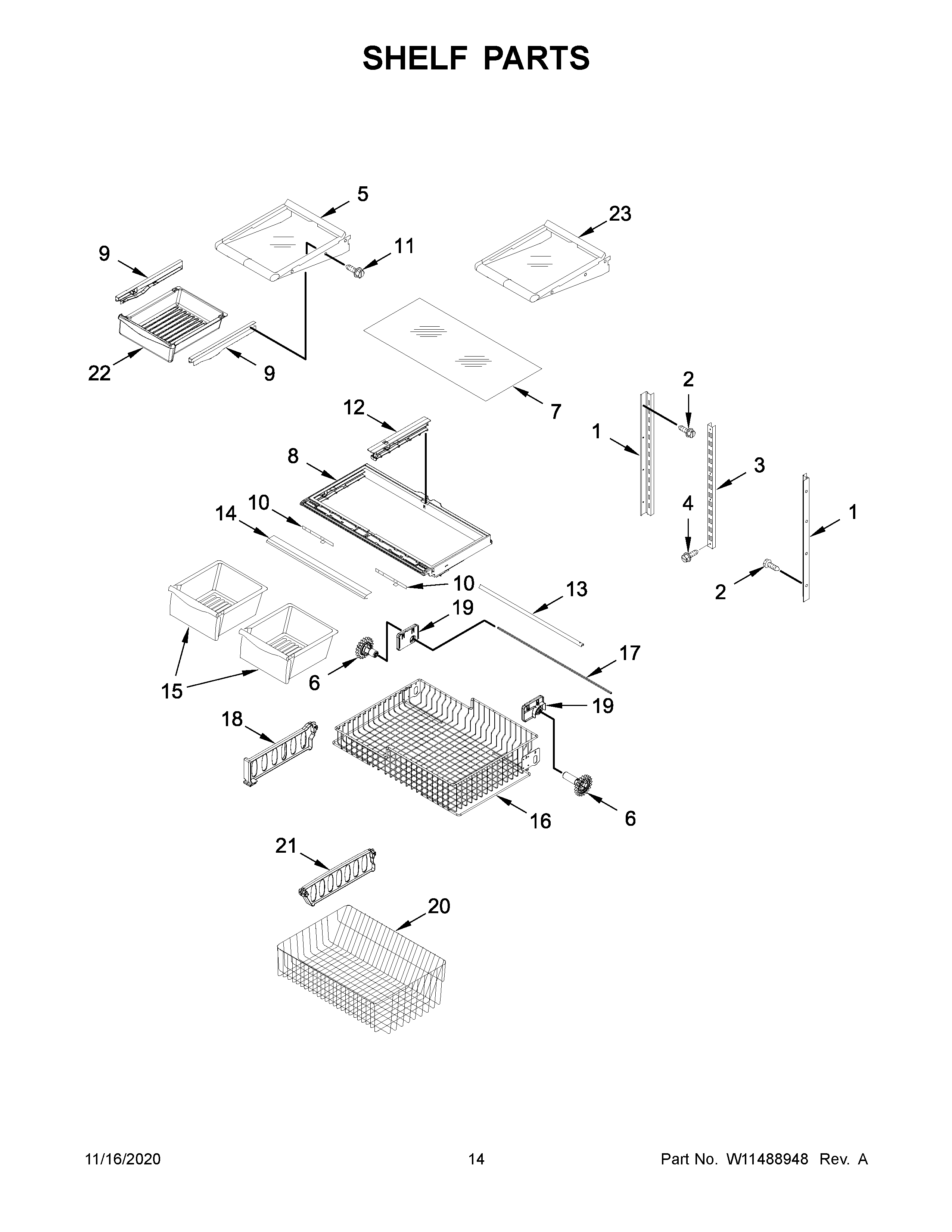 Whirlpool WRB329DFBW02 shelf parts diagram