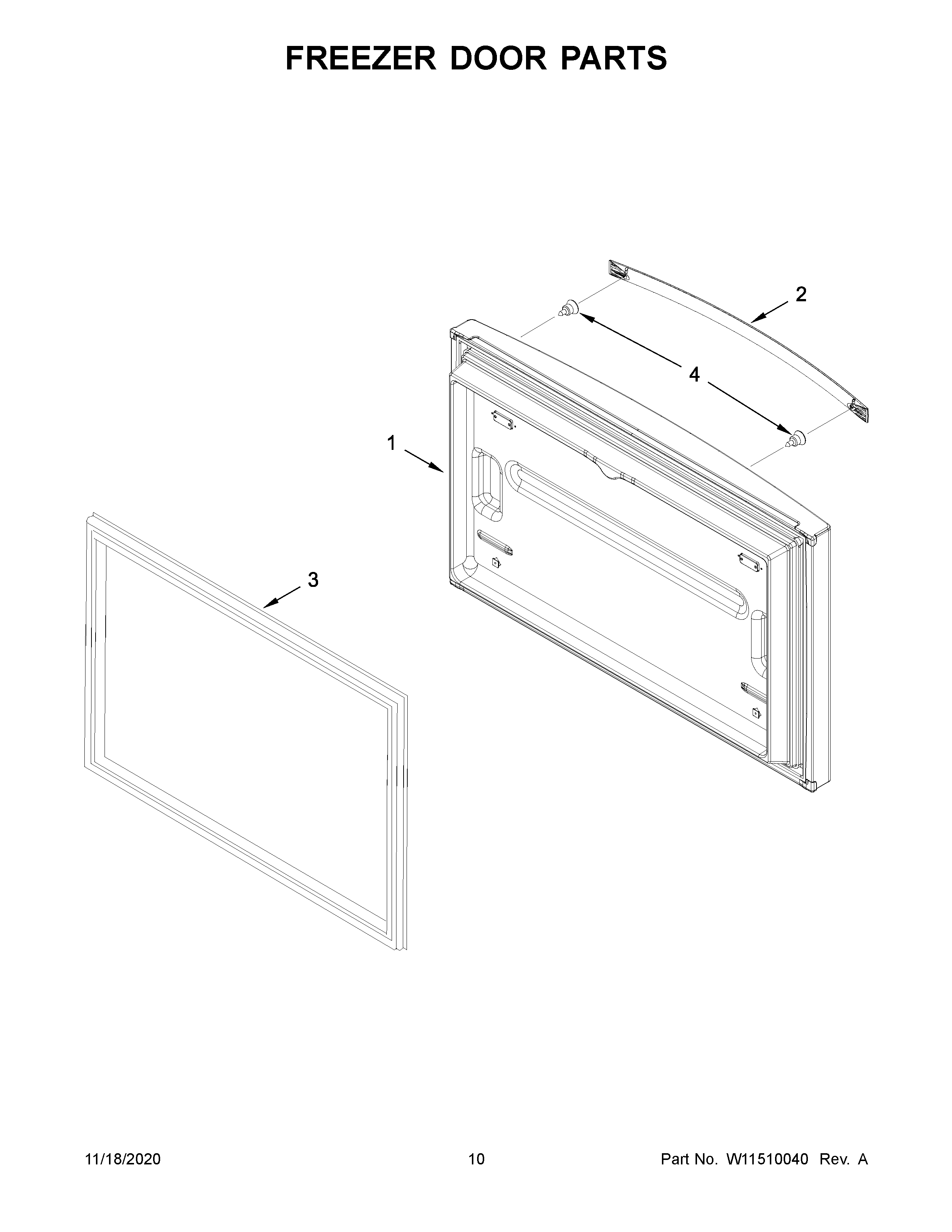 Whirlpool WRF535SWHB03 freezer door parts diagram