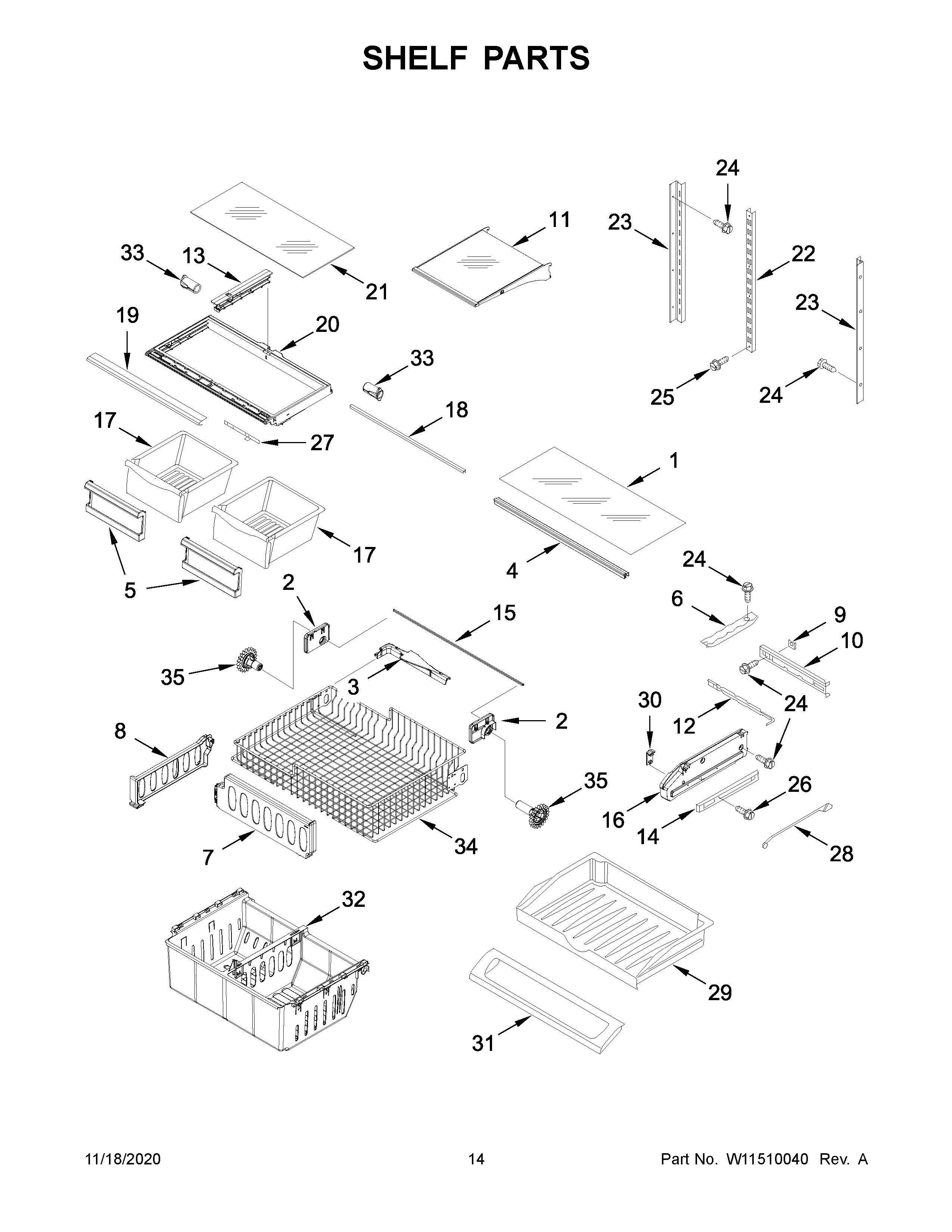 Whirlpool WRF535SWHB03 shelf parts diagram