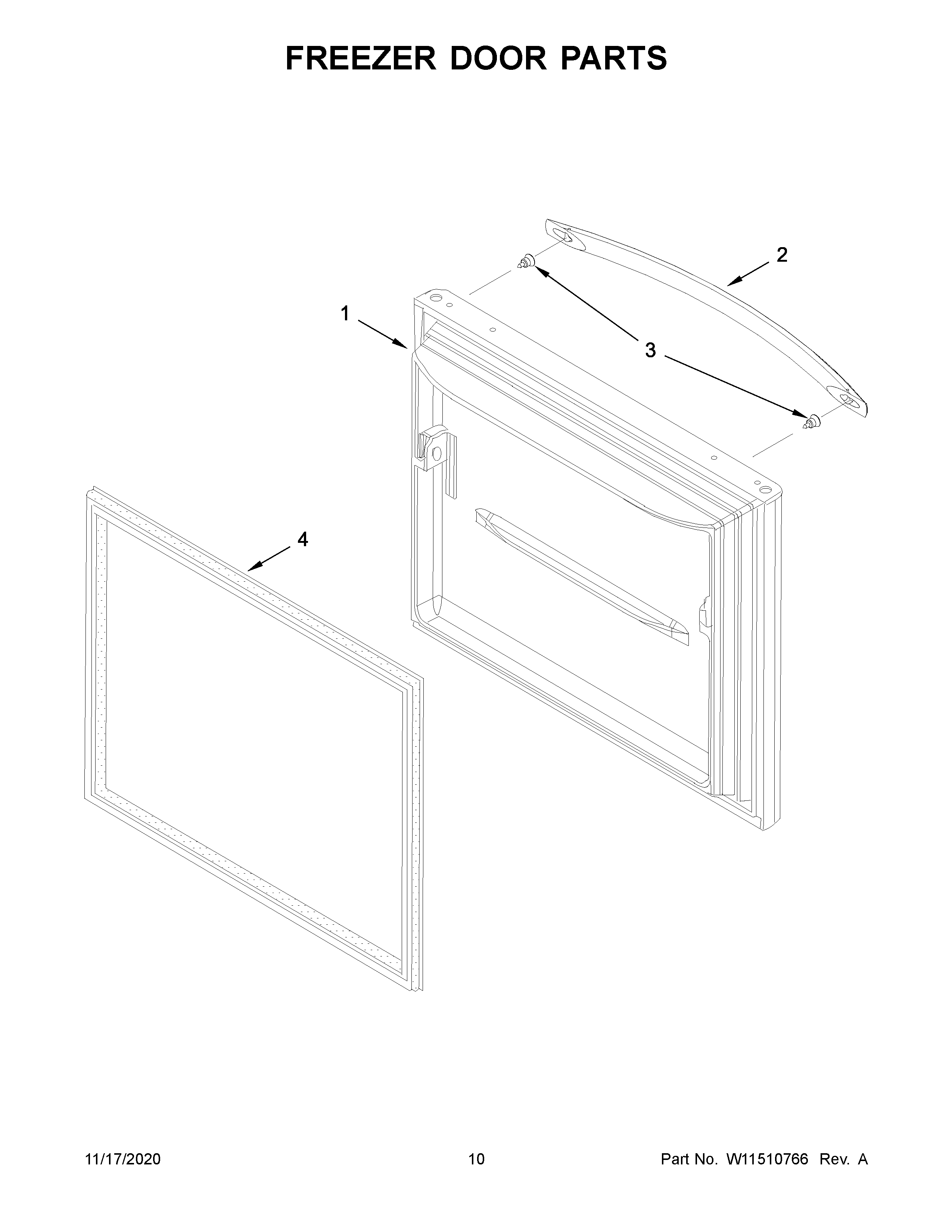 Whirlpool WRB322DMHV02 freezer door parts diagram
