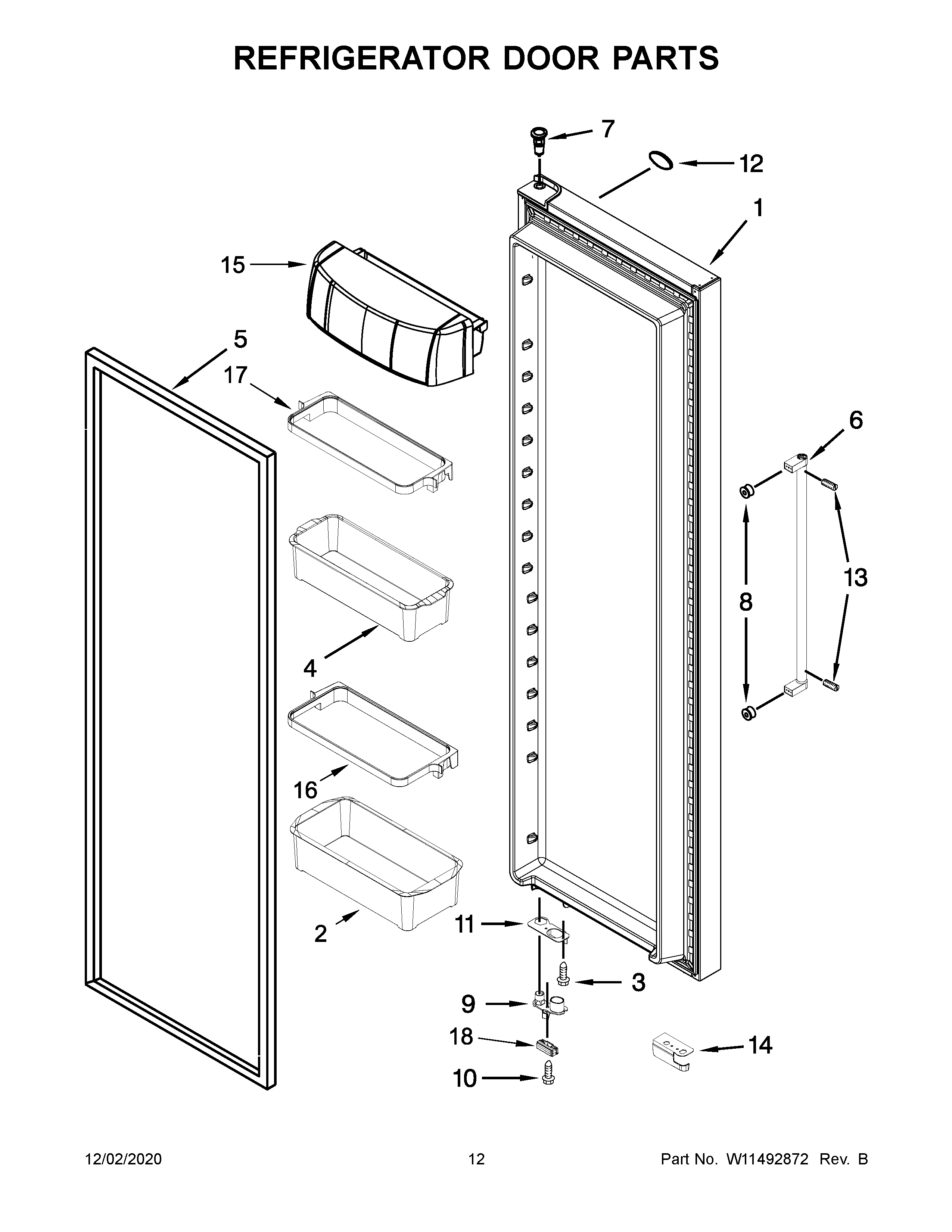 KitchenAid KRSC703HBS01 refrigerator door parts diagram