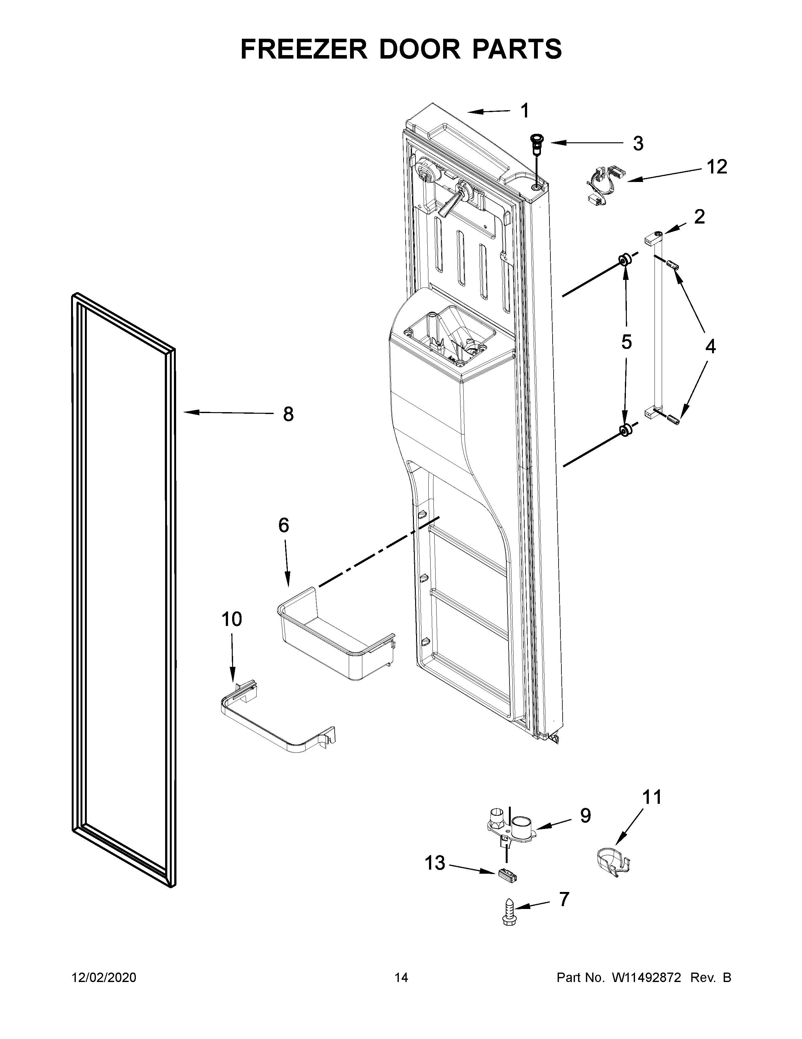 KitchenAid KRSC703HBS01 freezer door parts diagram