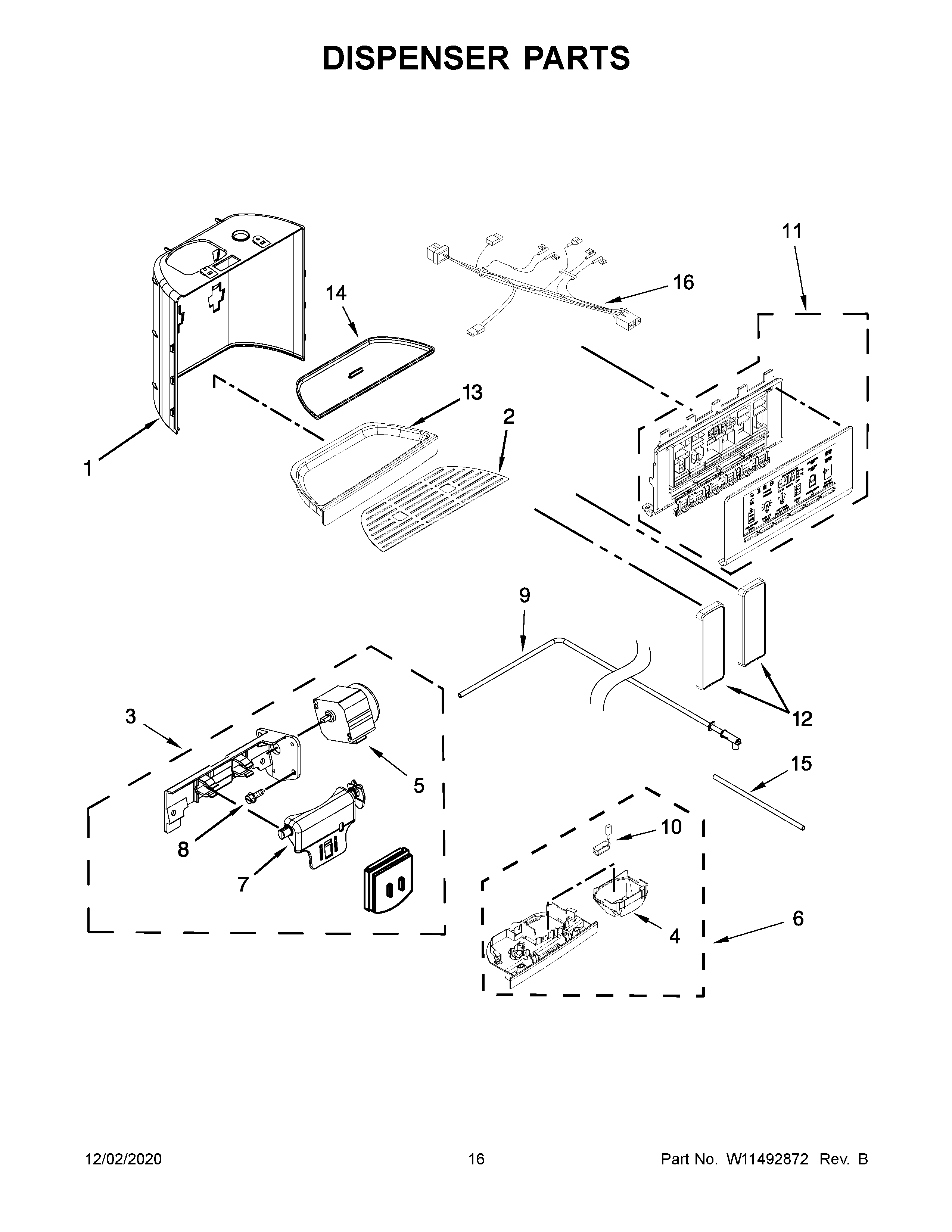 KitchenAid KRSC703HBS01 dispenser parts diagram
