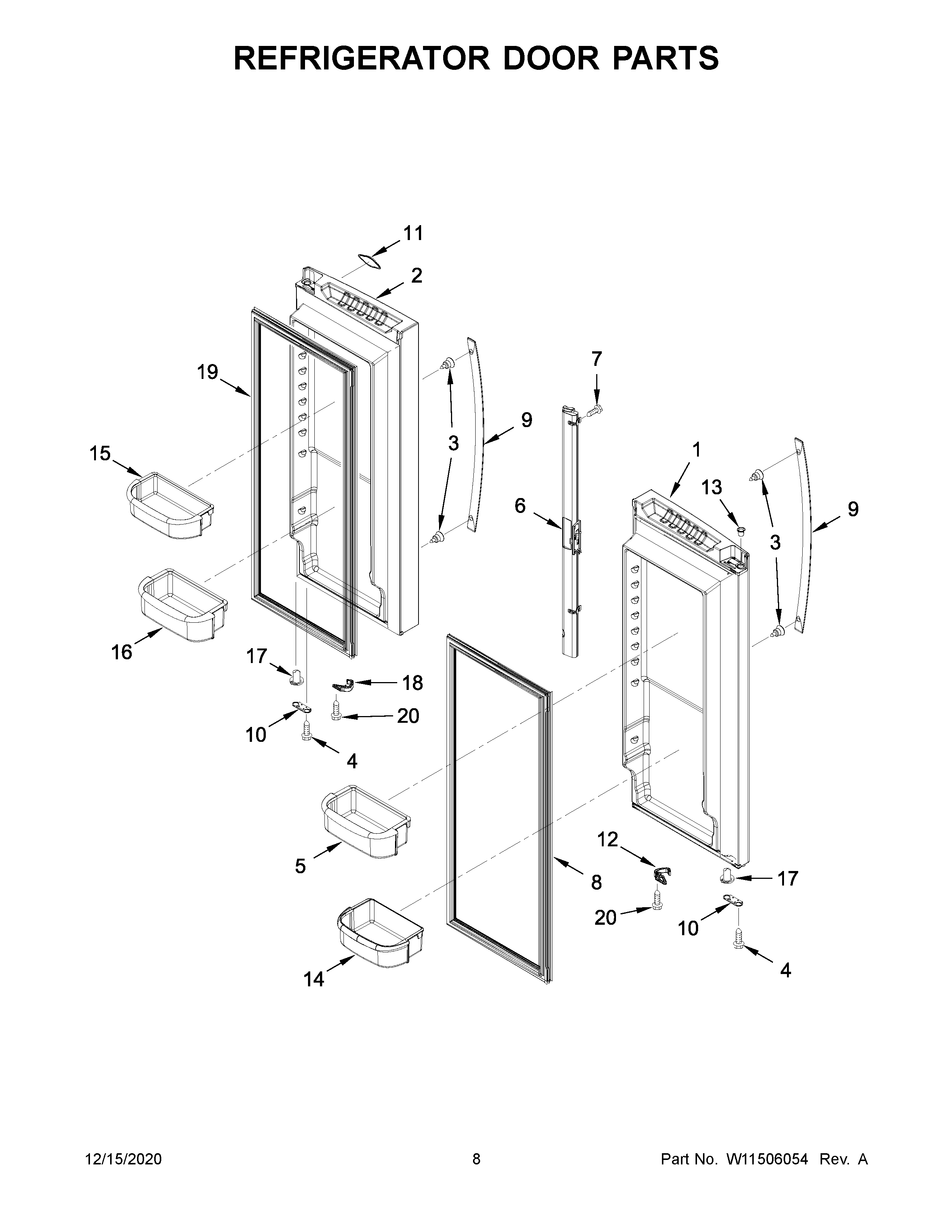 Whirlpool WRF532SMHZ04 refrigerator door parts diagram