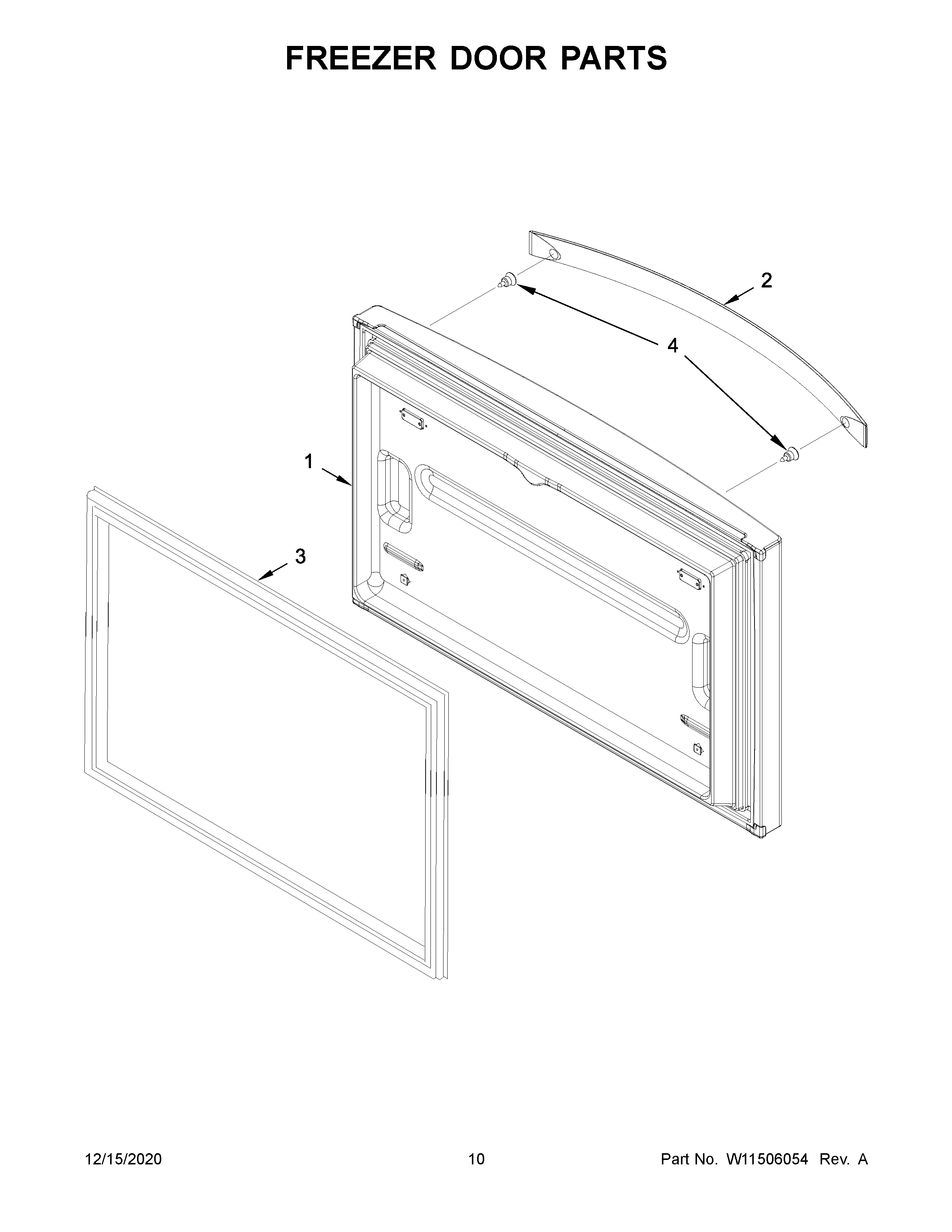 Whirlpool WRF532SMHZ04 freezer door parts diagram