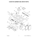 KitchenAid KFGC558JSS01 cooktop, burner and grate parts diagram