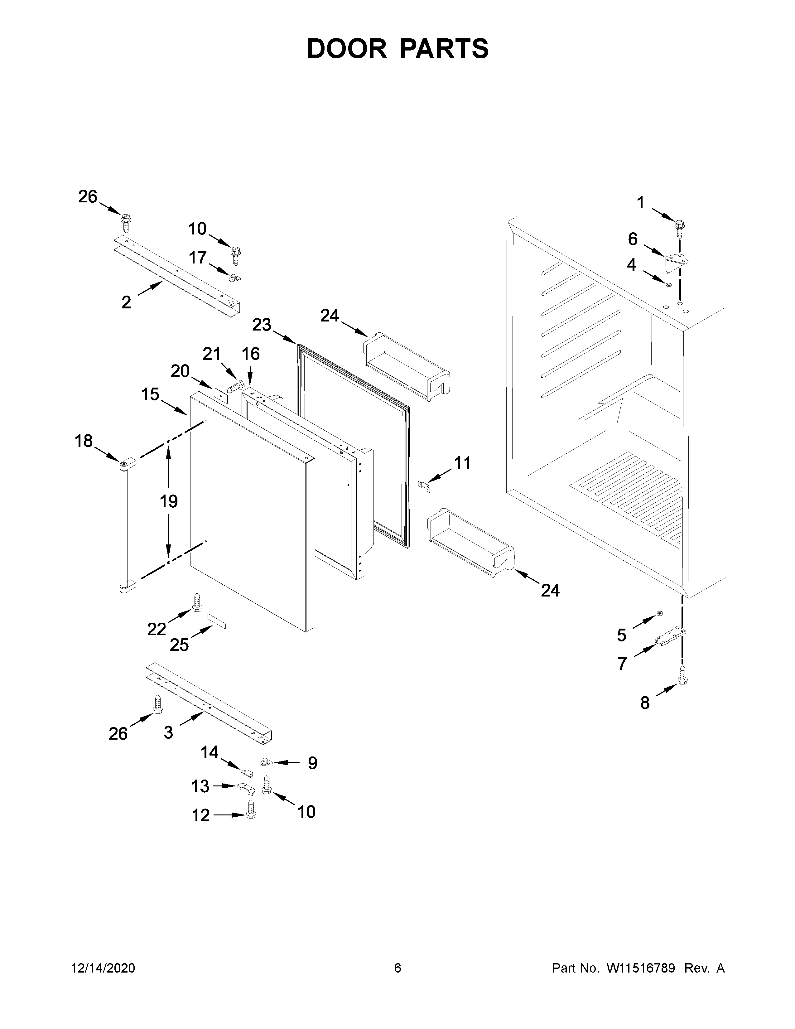KitchenAid KURR104ESB01 door parts diagram