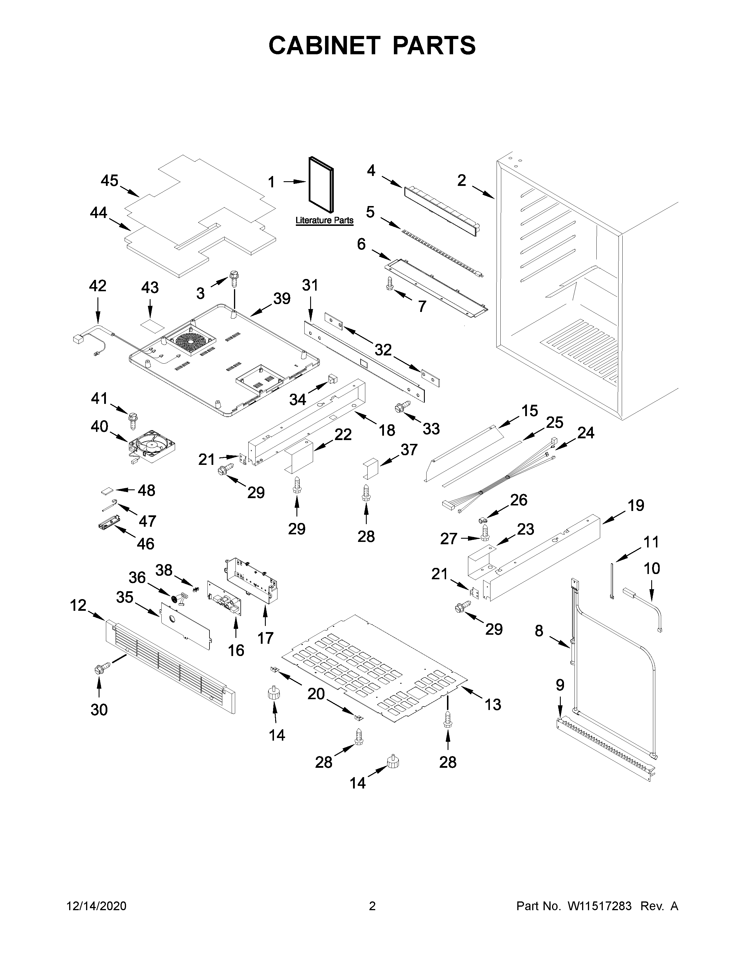 KitchenAid KURR104EPA01 cabinet parts diagram