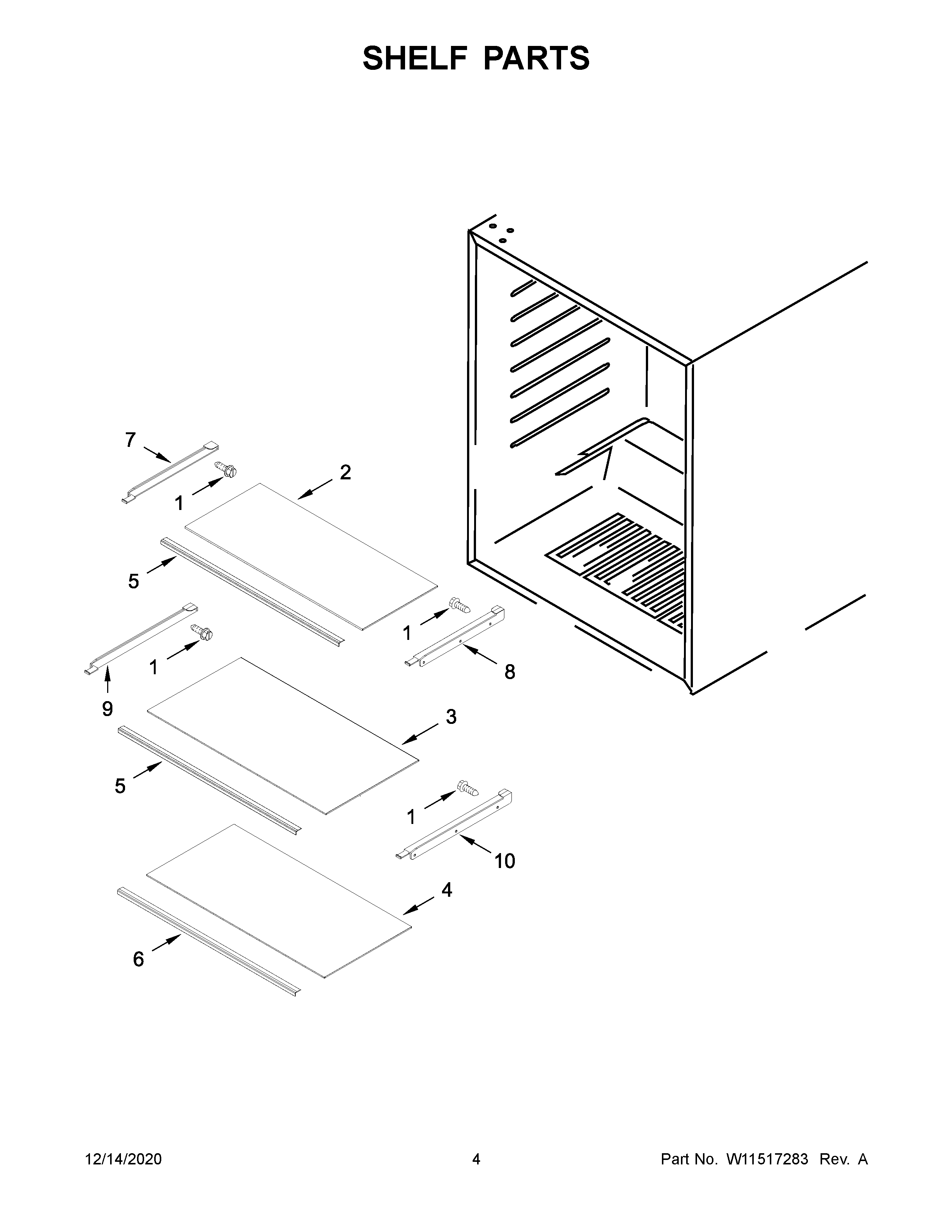 KitchenAid KURR104EPA01 shelf parts diagram