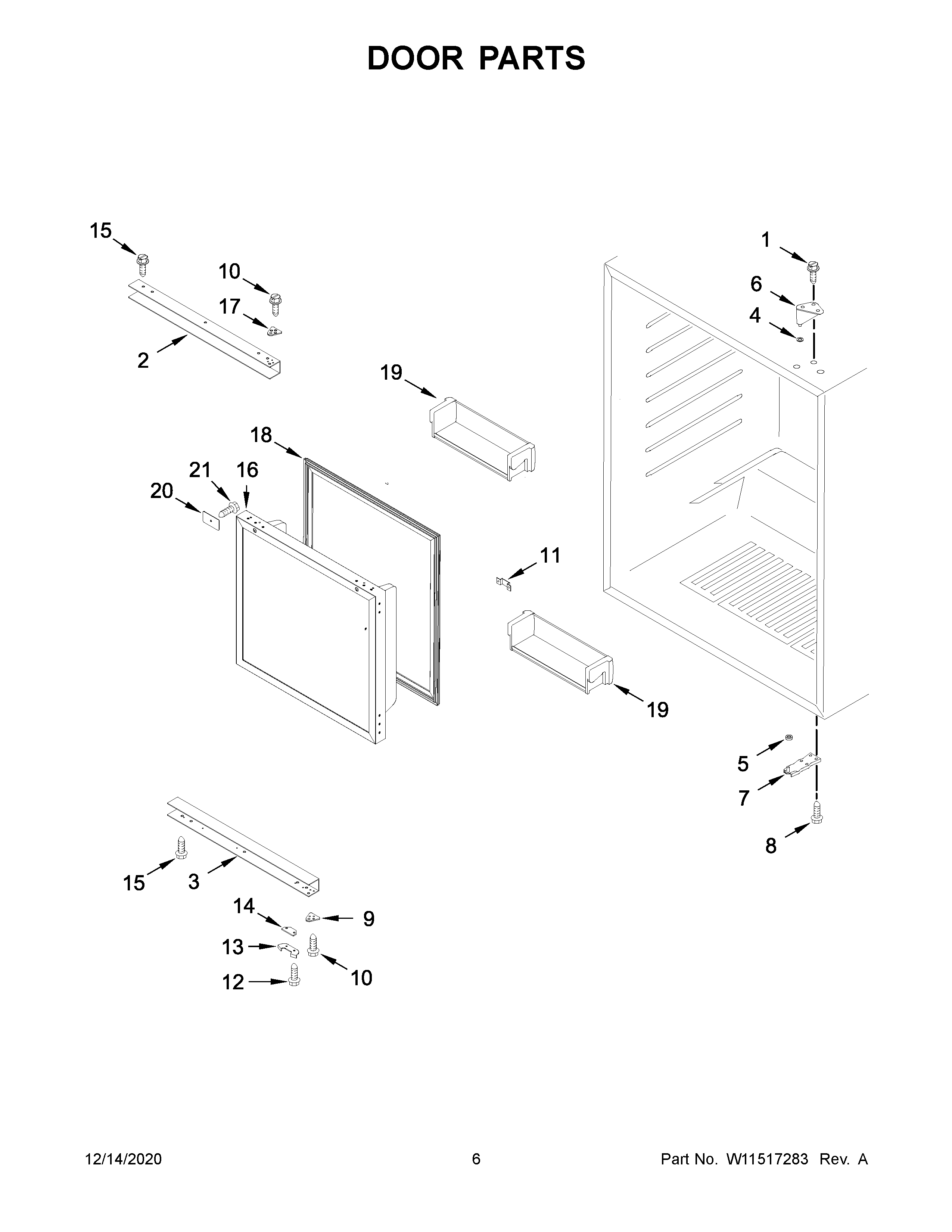 KitchenAid KURR104EPA01 door parts diagram