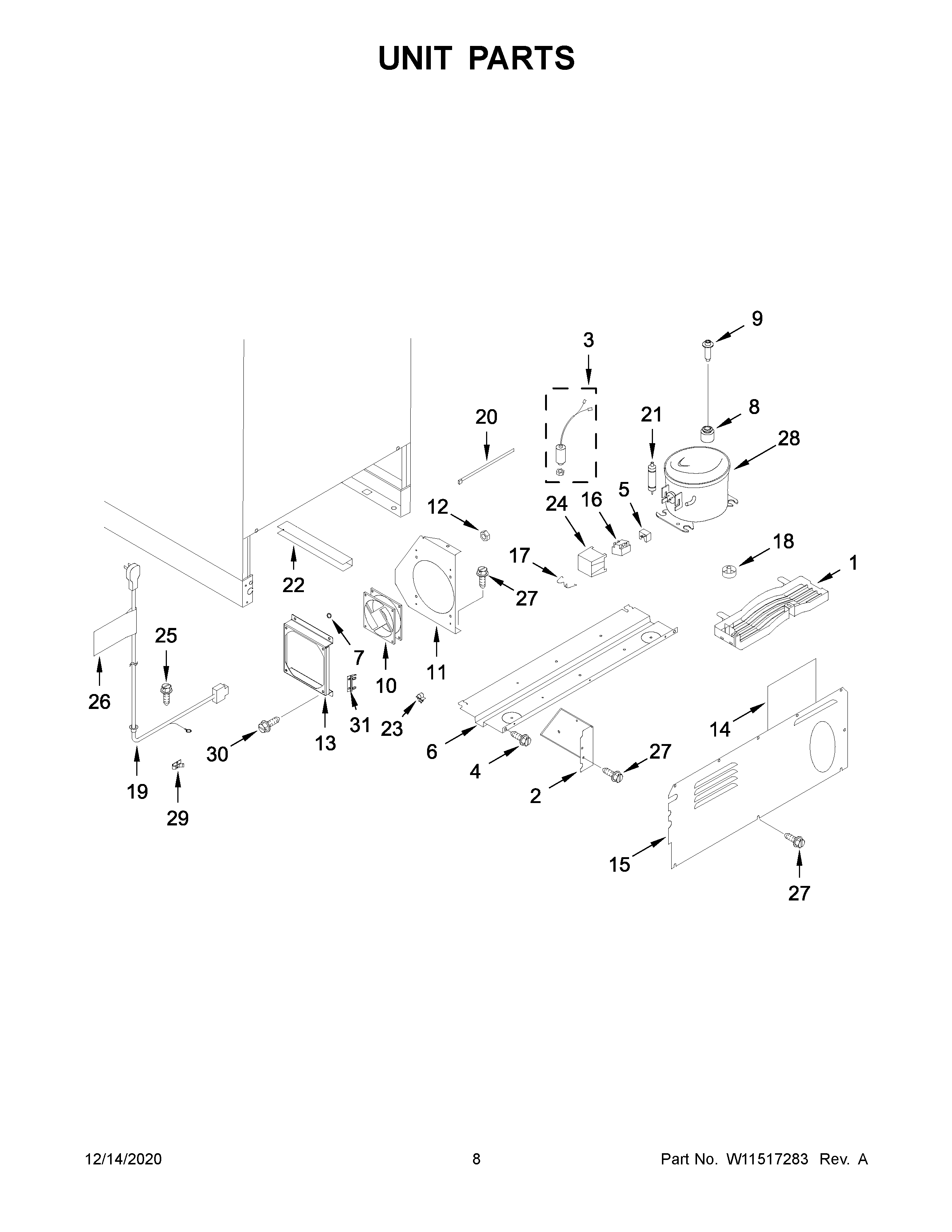 KitchenAid KURR104EPA01 unit parts diagram