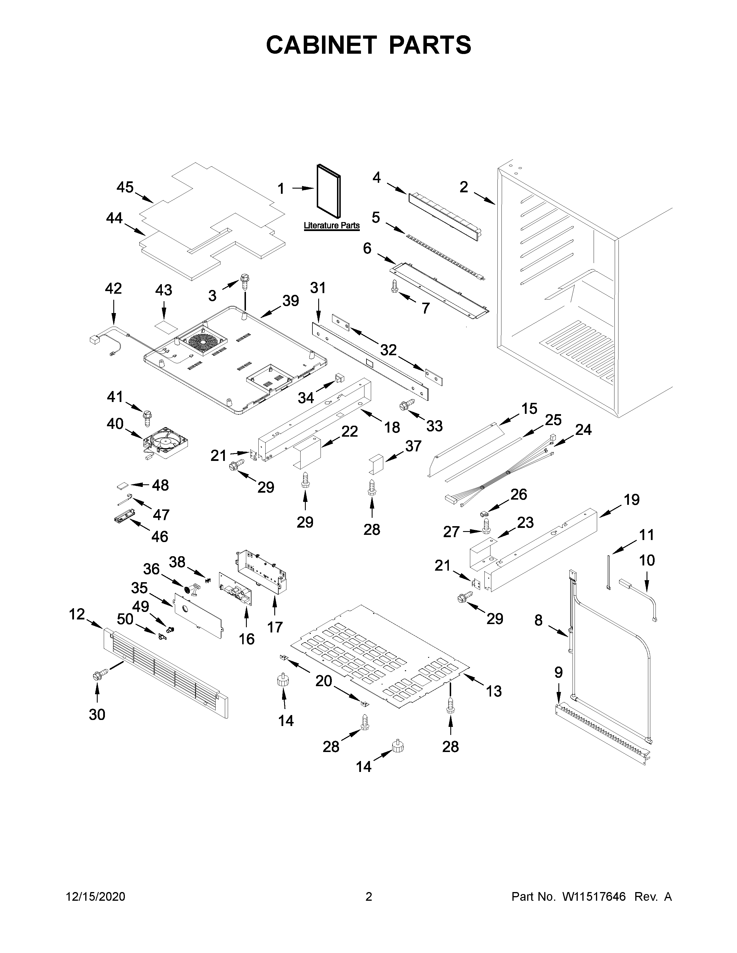 KitchenAid KURR204ESB01 cabinet parts diagram