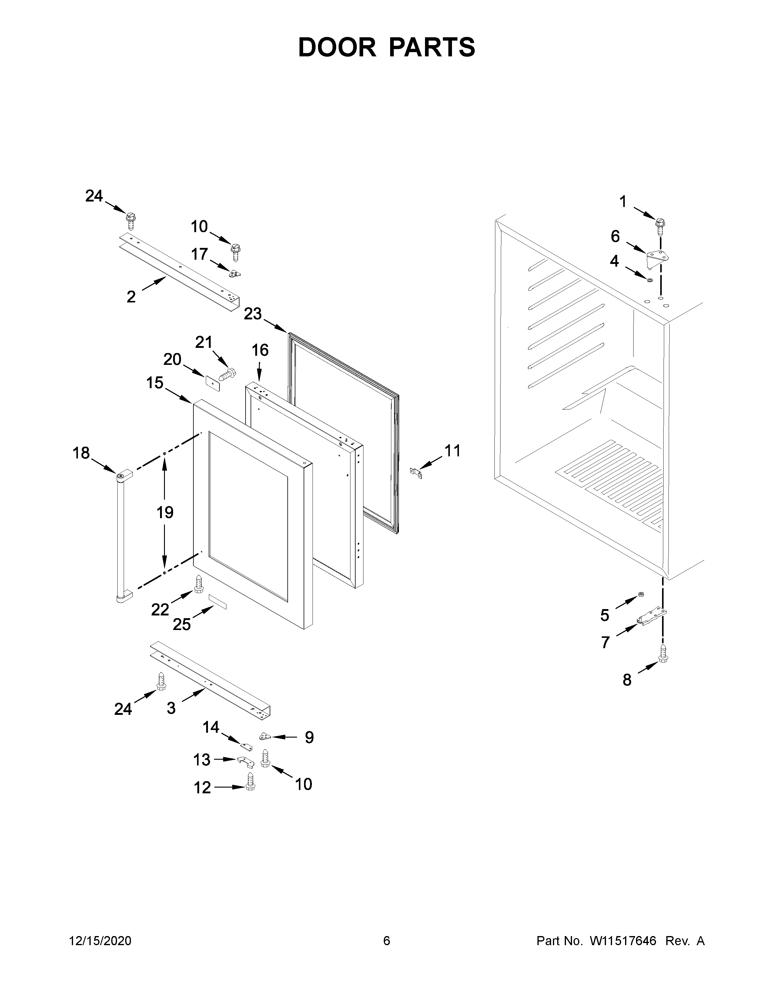 KitchenAid KURR204ESB01 door parts diagram