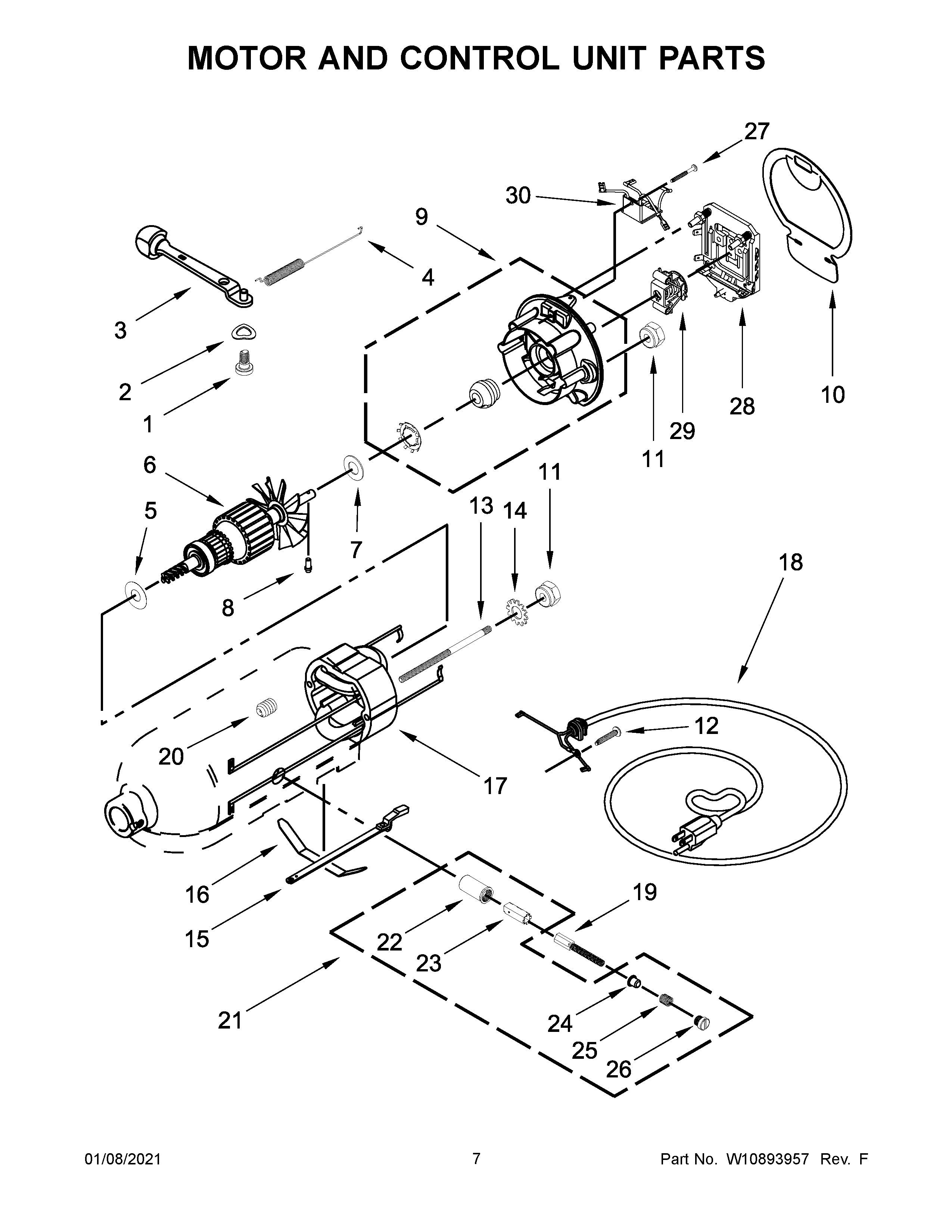 KitchenAid 5KSM175PSBVB4 motor and control unit parts diagram