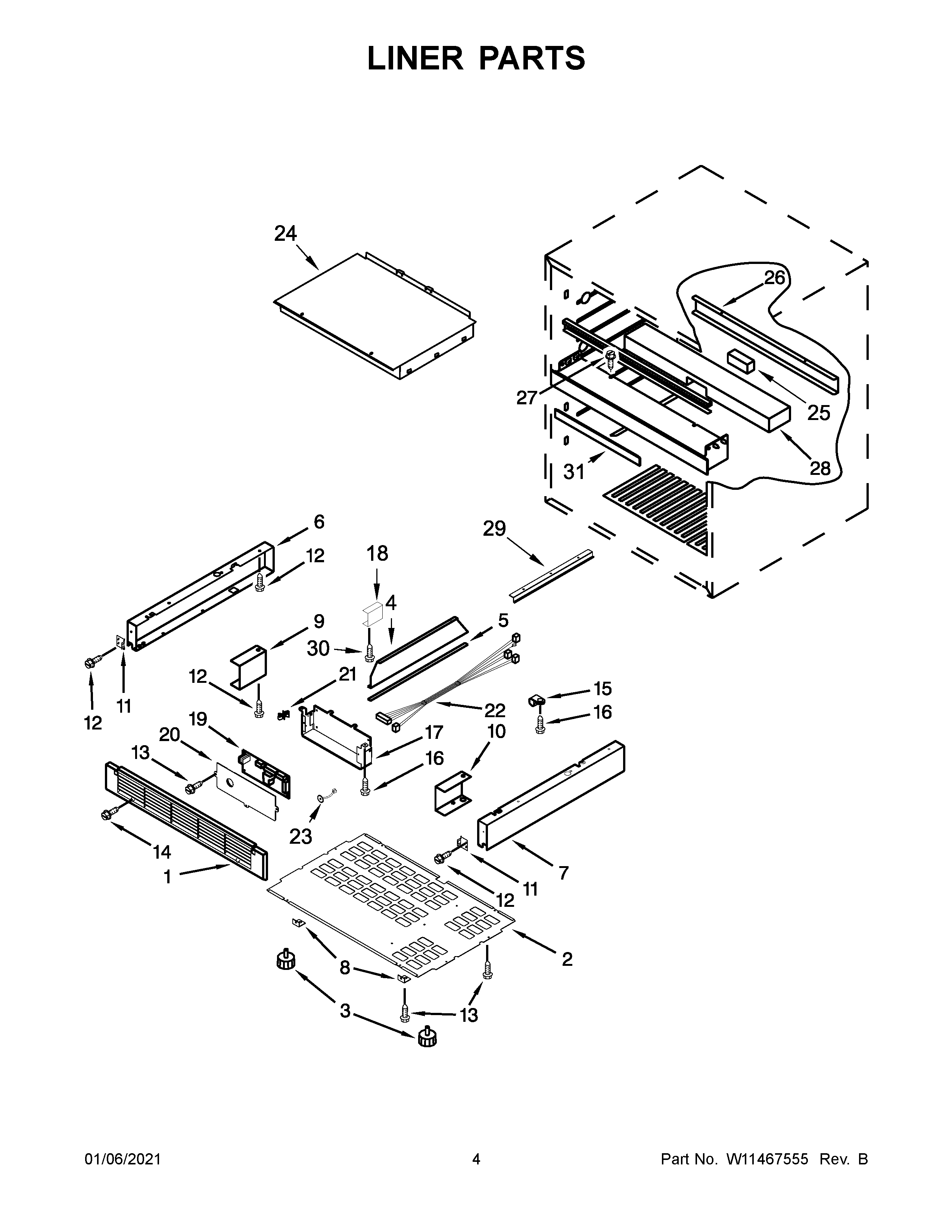 Jenn-Air JUCFP242HX00 liner parts diagram