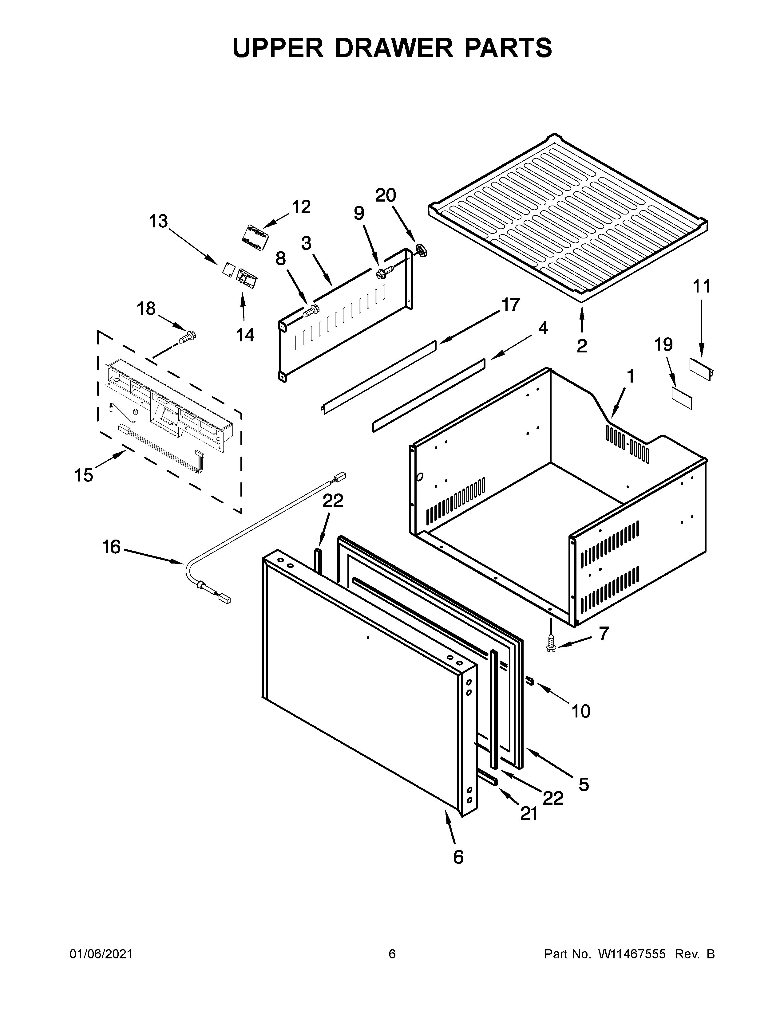 Jenn-Air JUCFP242HX00 upper drawer parts diagram