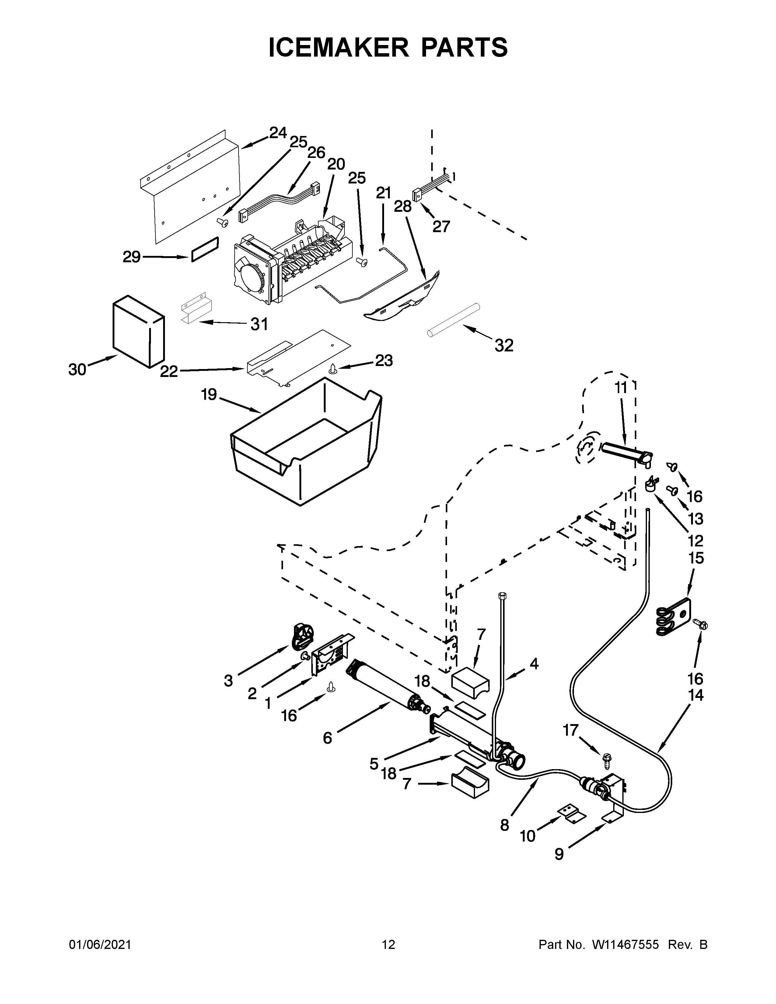 Jenn-Air JUCFP242HX00 icemaker parts diagram
