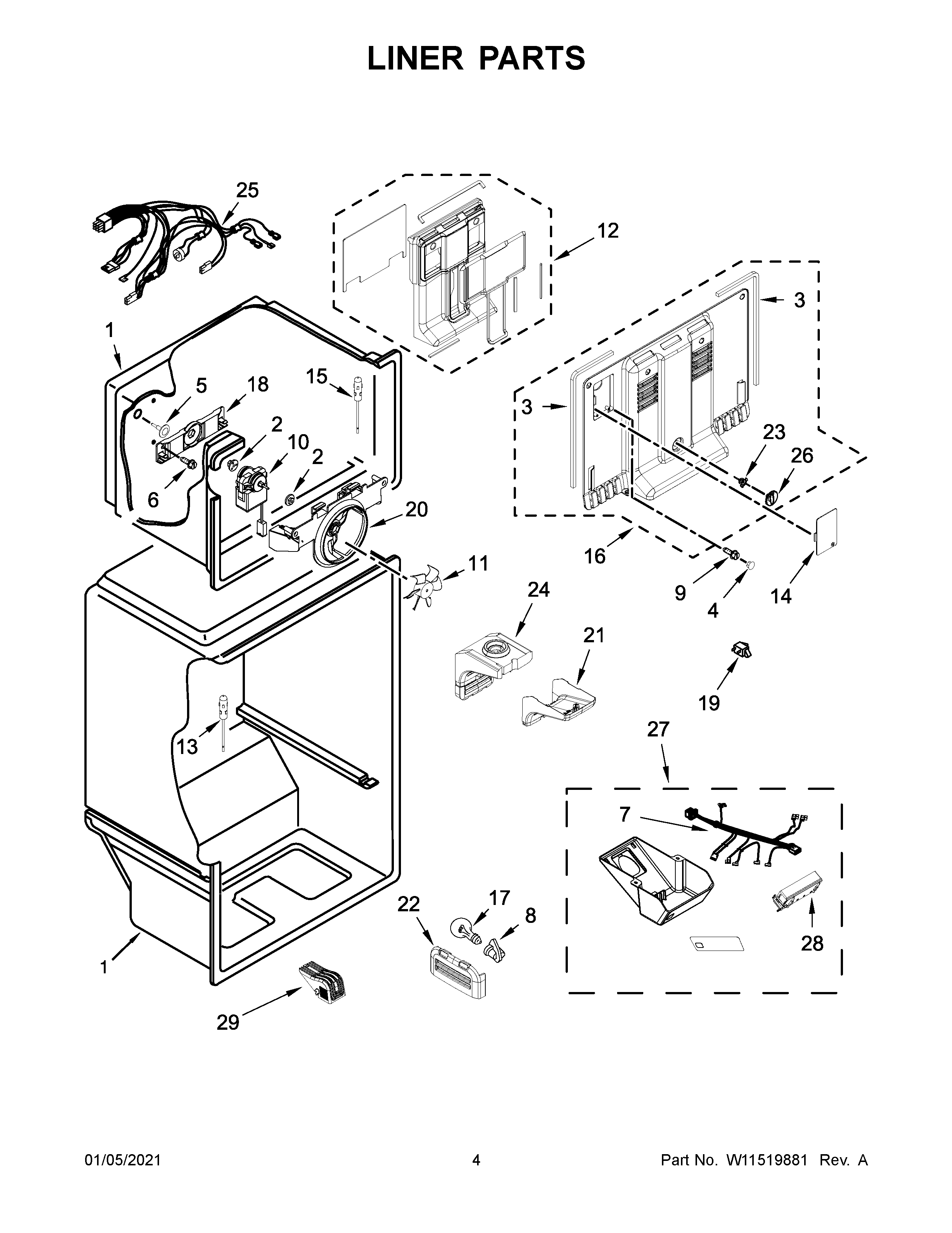 Amana ART318FFDB07 liner parts diagram