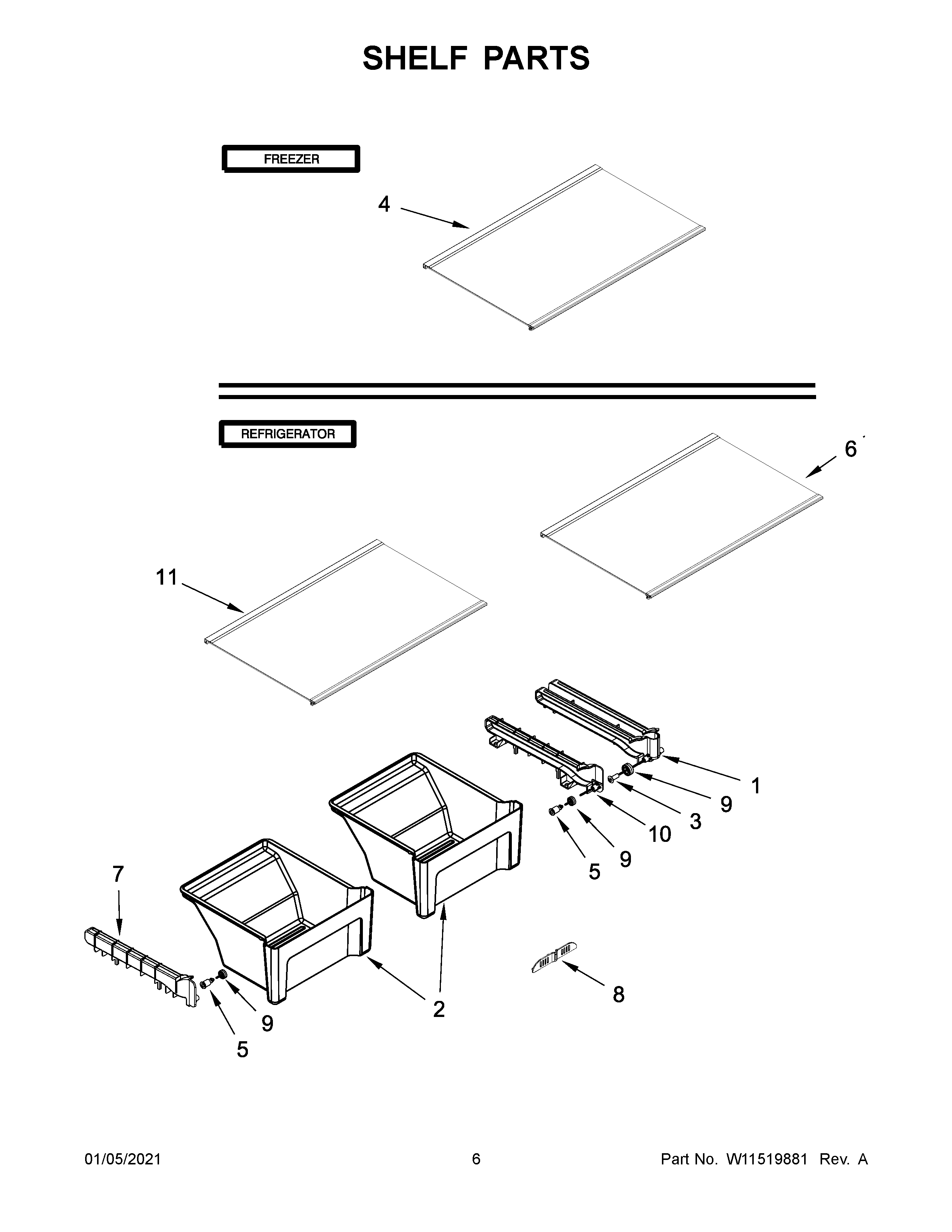 Amana ART318FFDB07 shelf parts diagram