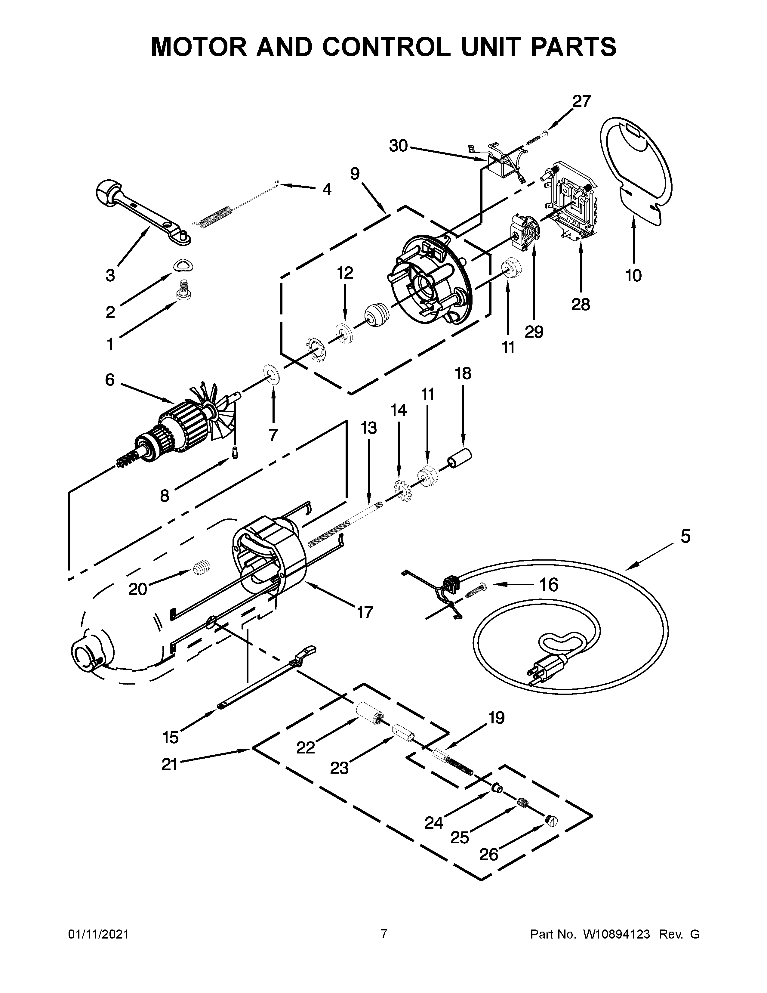 KitchenAid 5KSM175PSEFL4 motor and control unit parts diagram