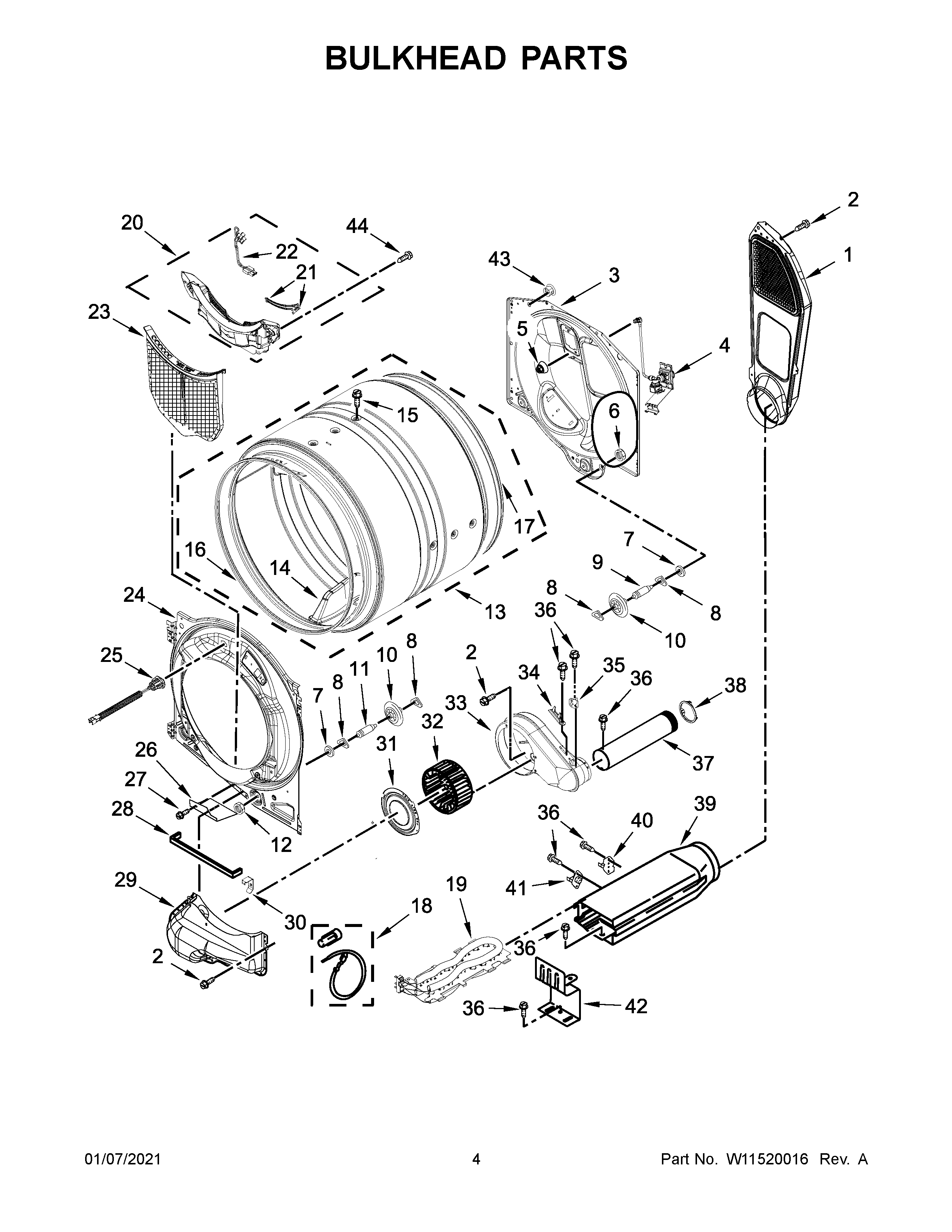 Whirlpool YWED8620HC2 bulkhead parts diagram