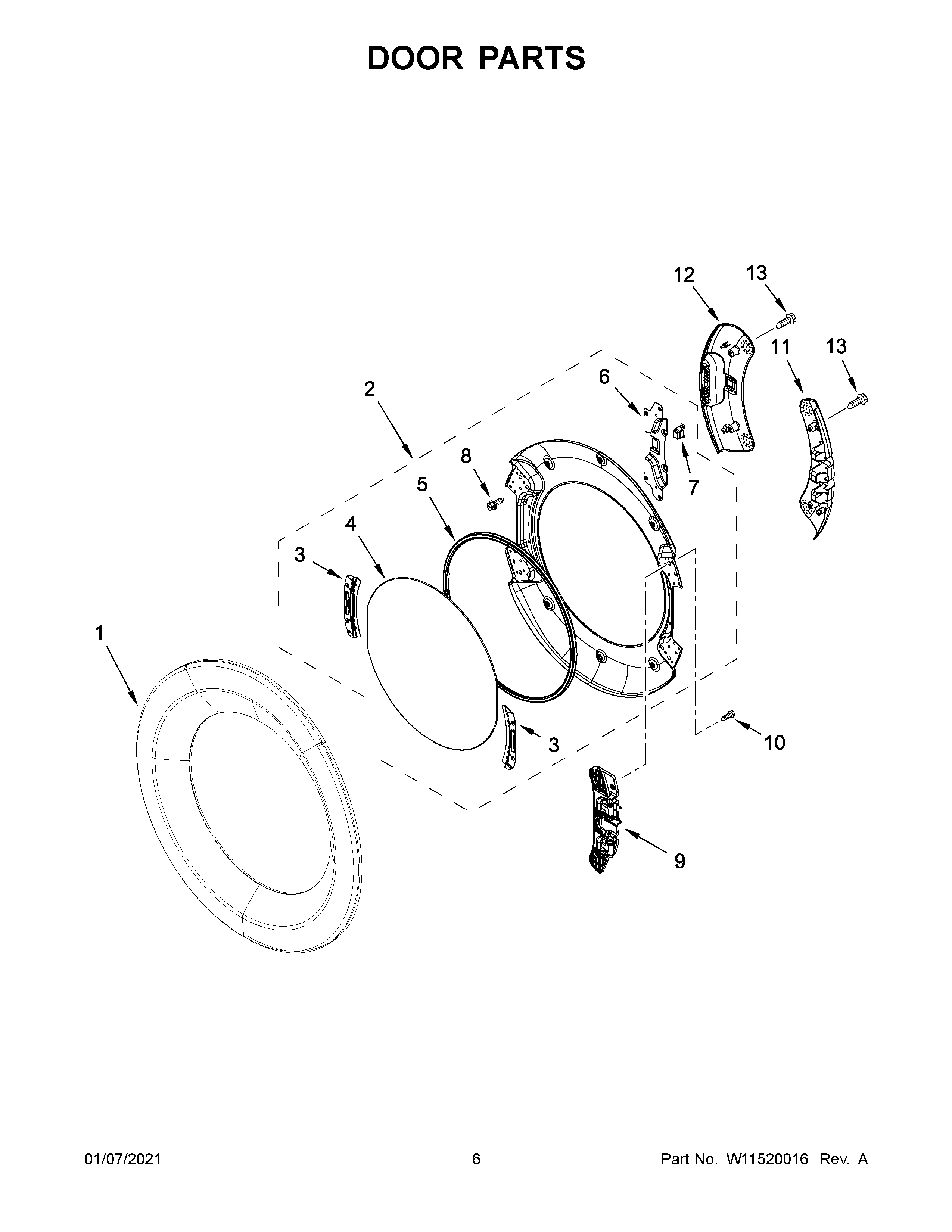 Whirlpool YWED8620HC2 door parts diagram
