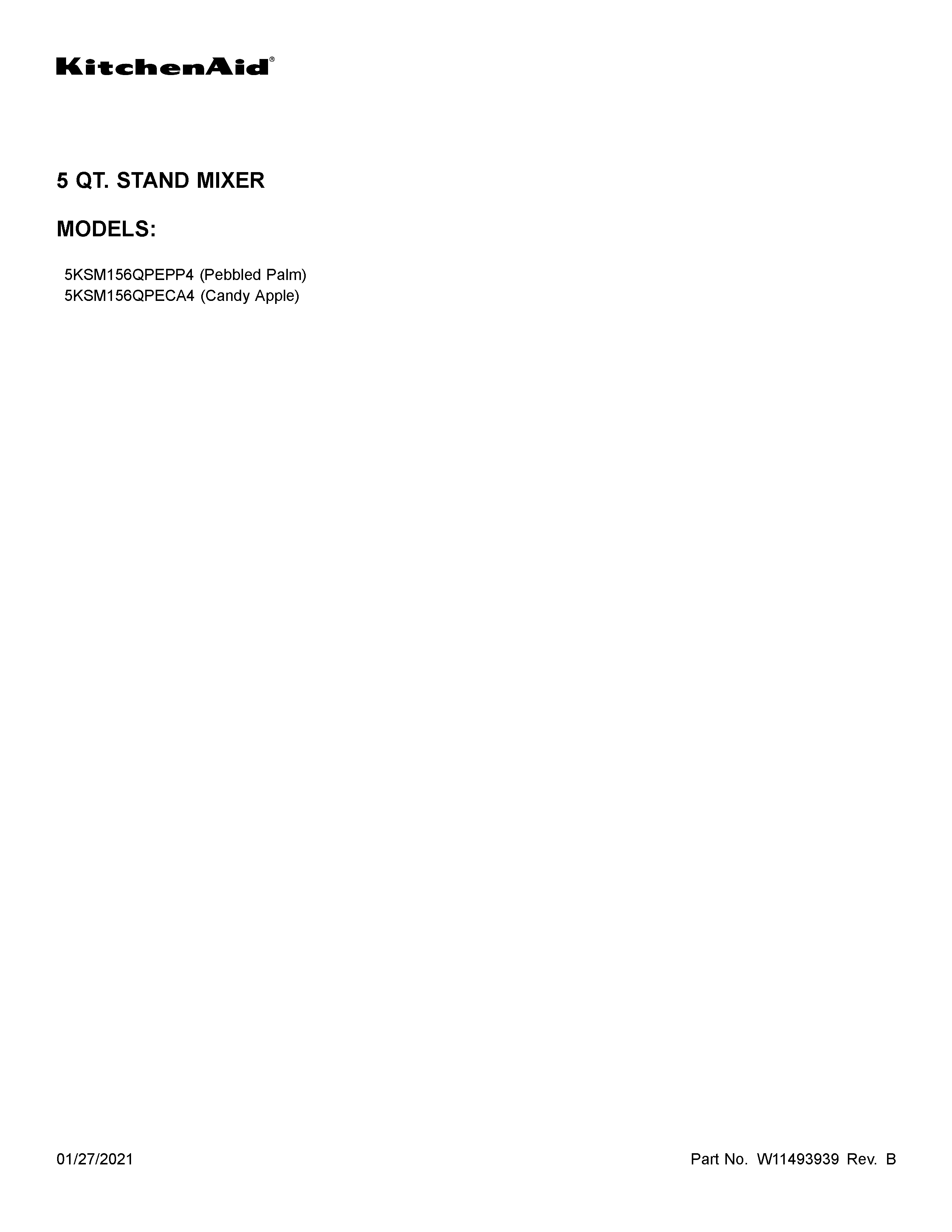 KitchenAid 5KSM156QPECA4 cover sheet diagram