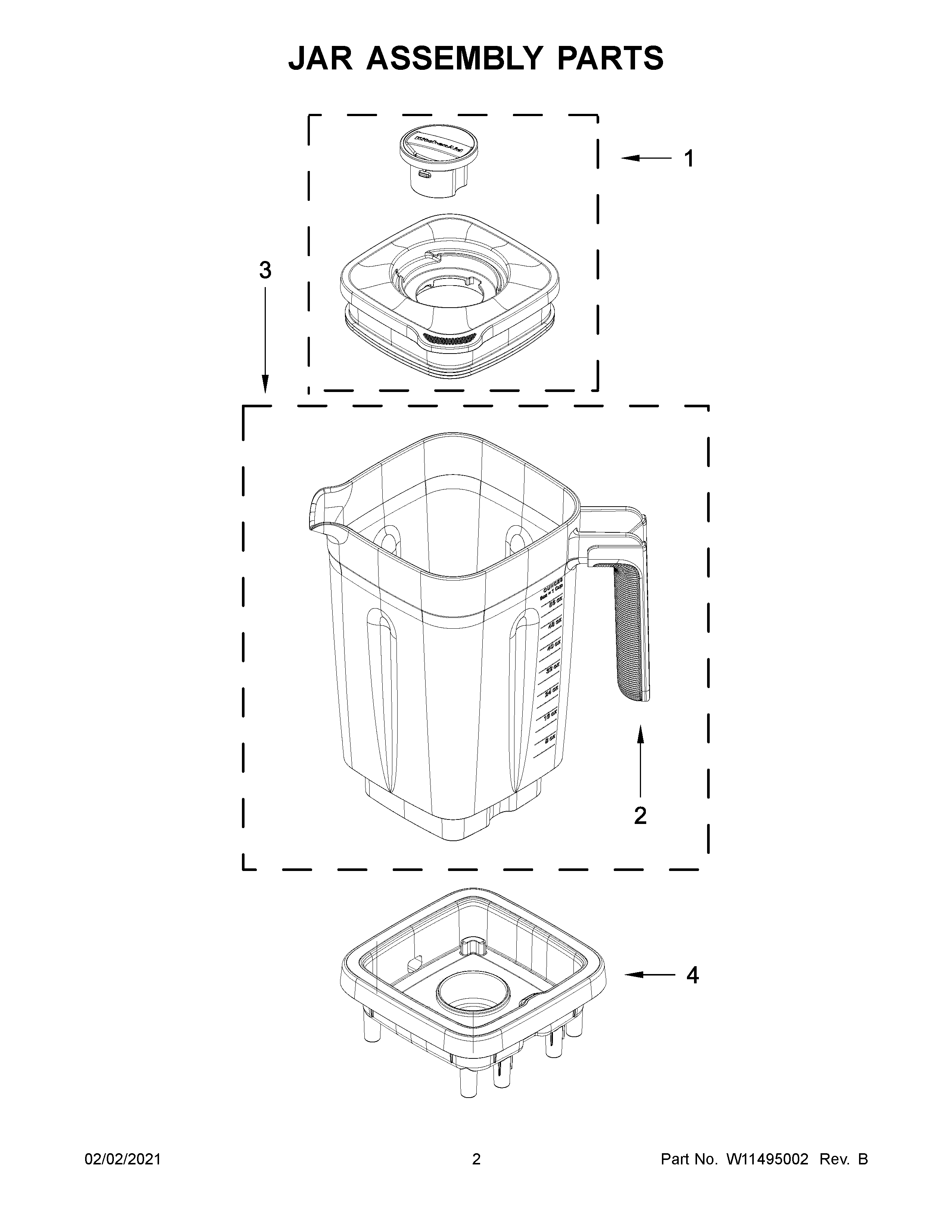 KitchenAid KSB4028PT0 jar assembly parts diagram