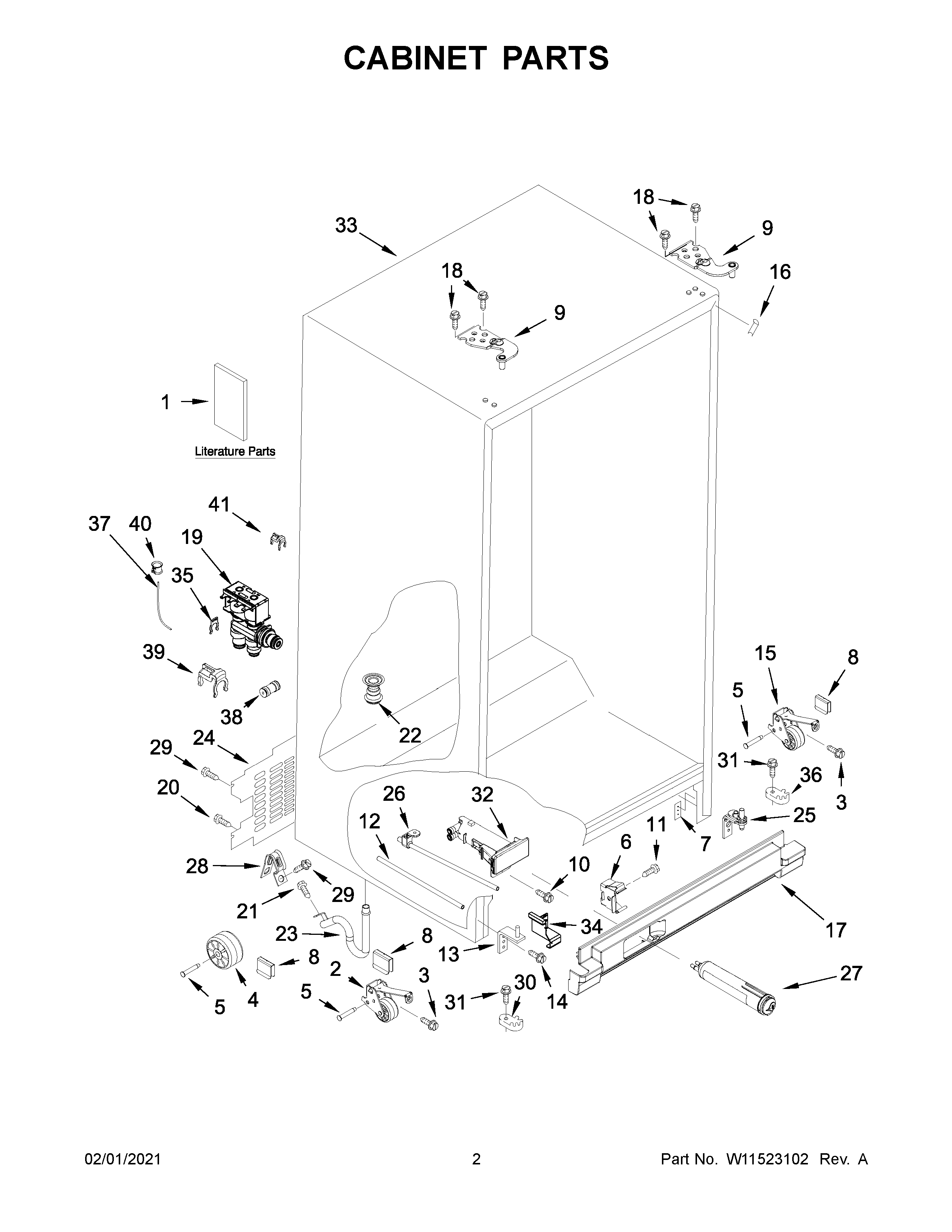 Kenmore 10651335714 cabinet parts diagram