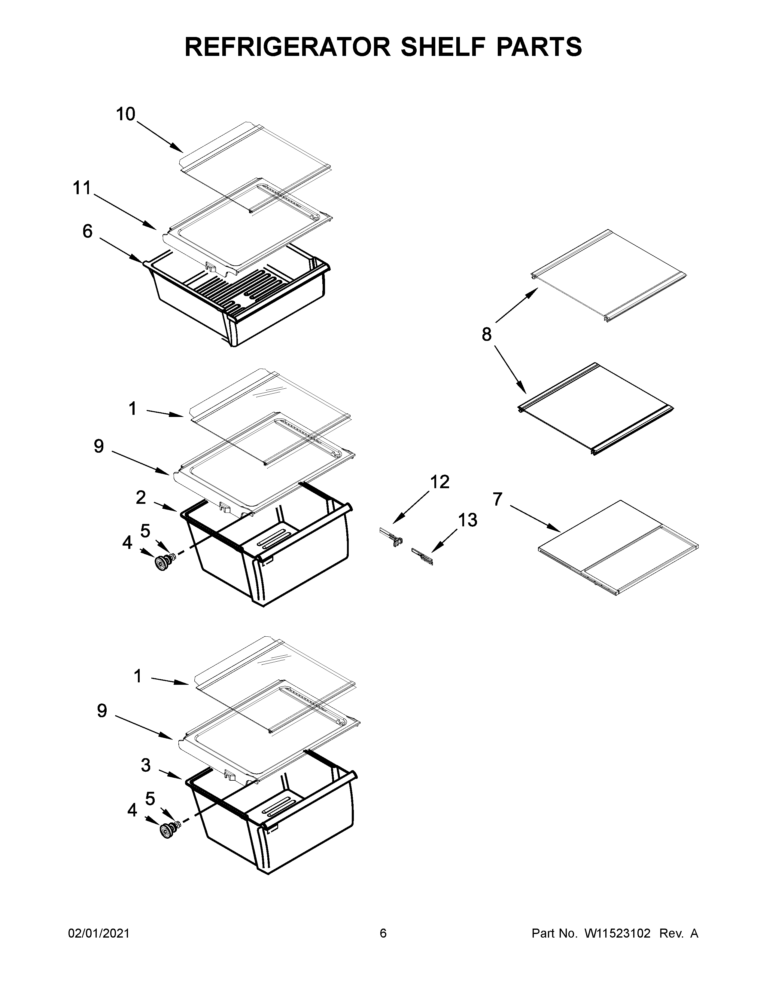 Kenmore 10651335714 refrigerator shelf parts diagram