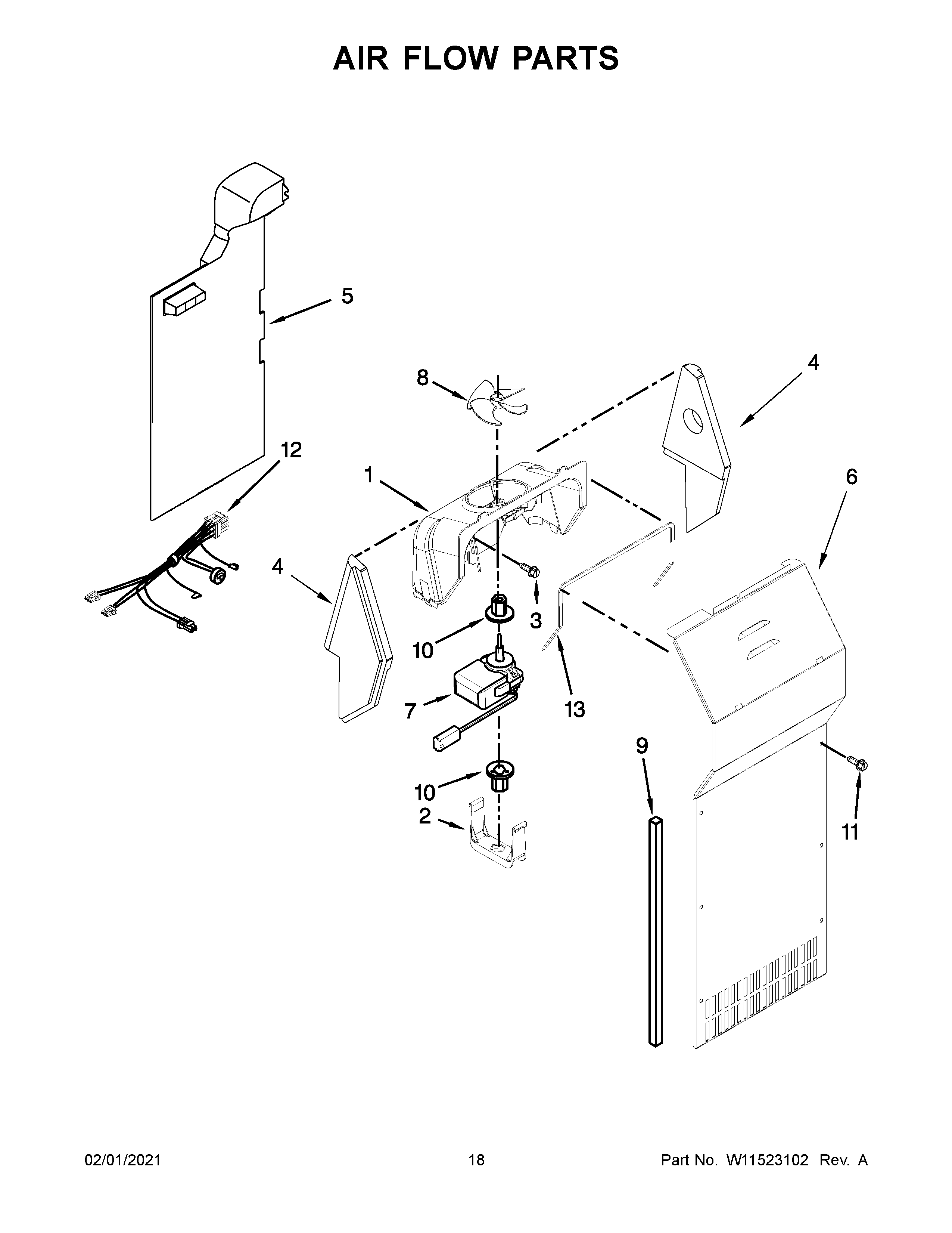 Kenmore 10651335714 air flow parts diagram