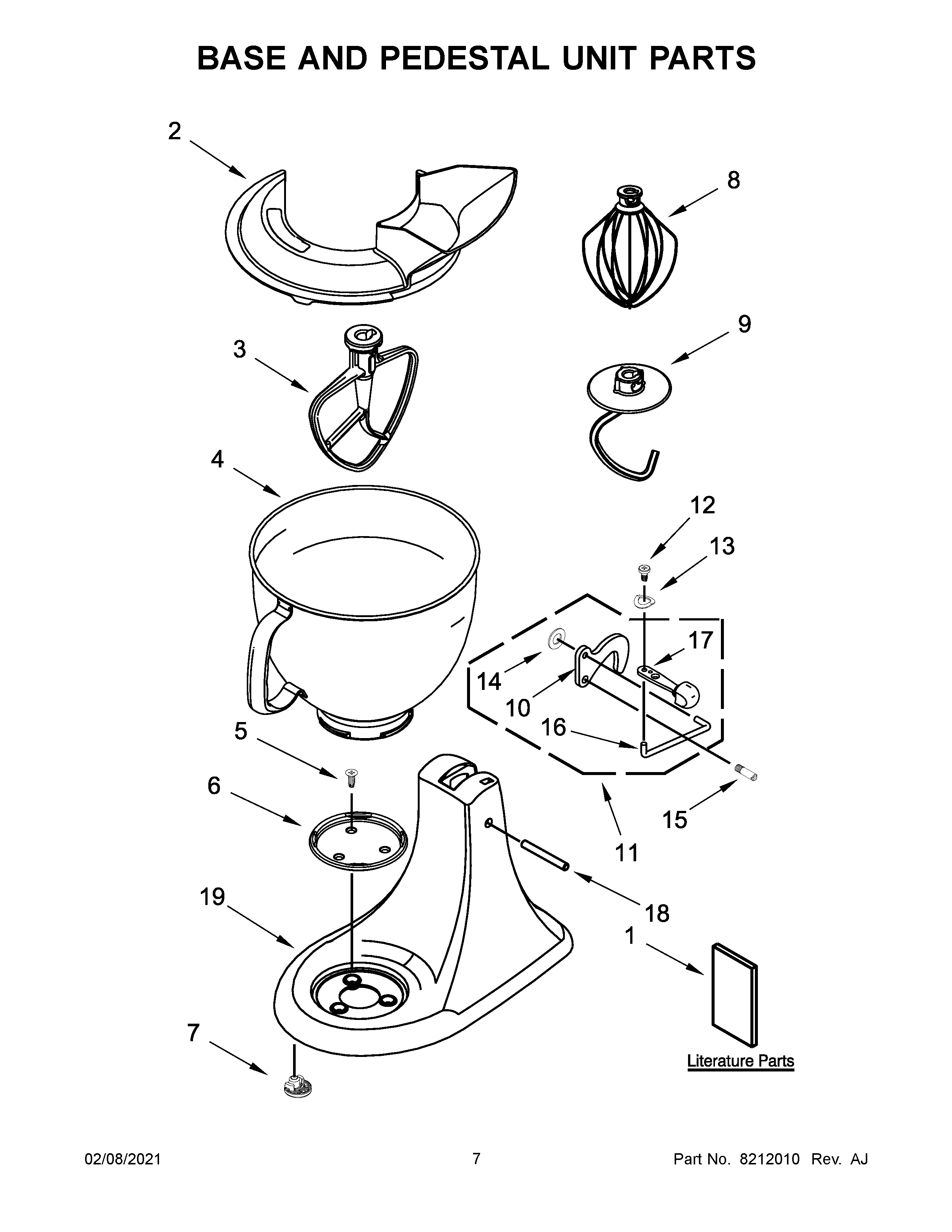 KitchenAid KSM150PSAP0 base and pedestal unit parts diagram