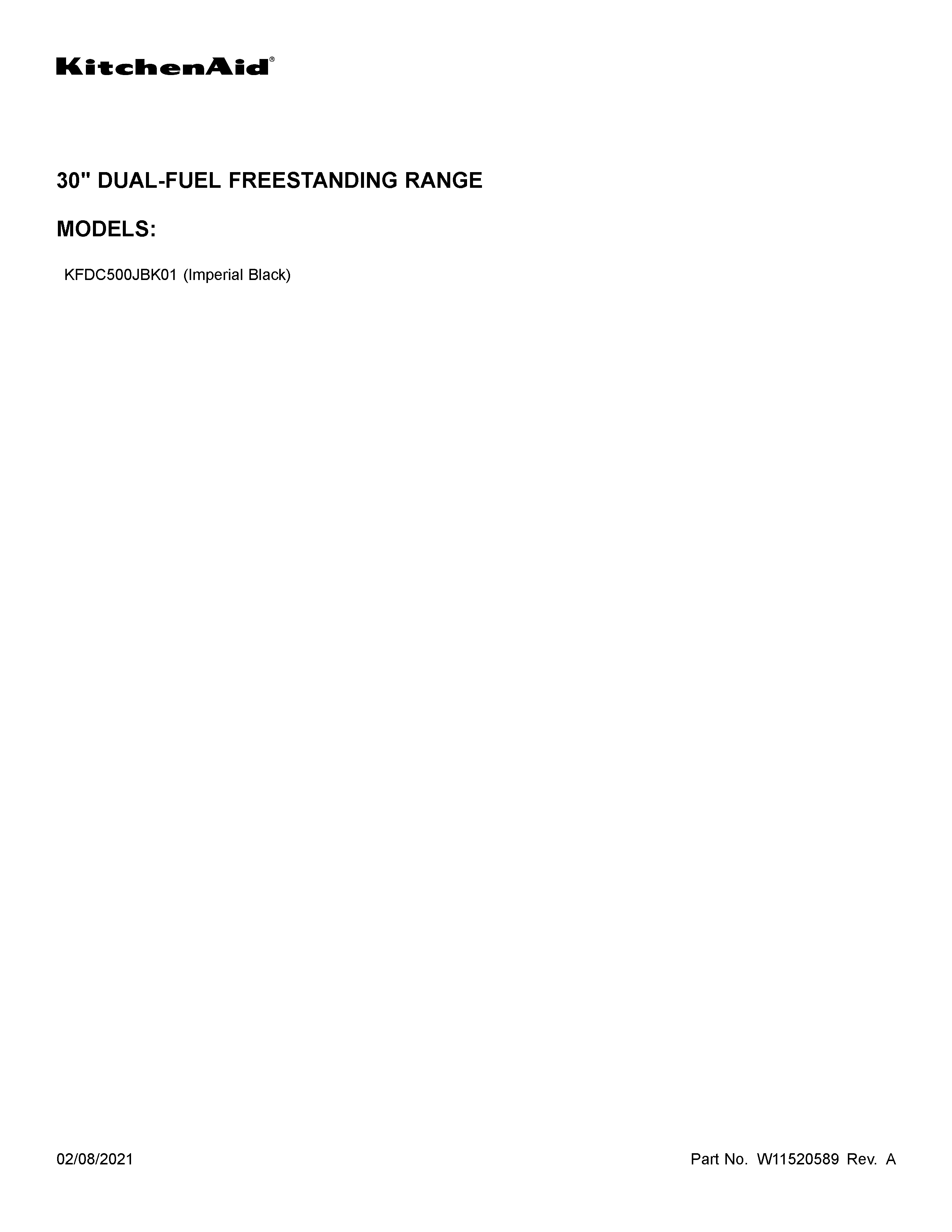 KitchenAid KFDC500JBK01 cover sheet diagram