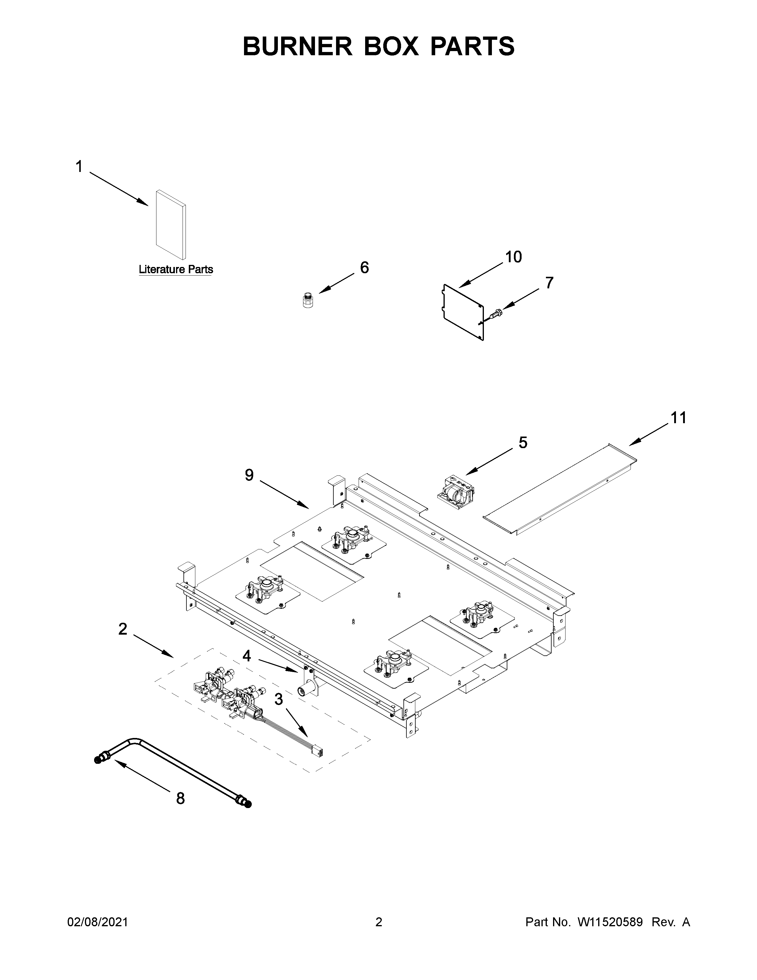 KitchenAid KFDC500JBK01 burner box parts diagram