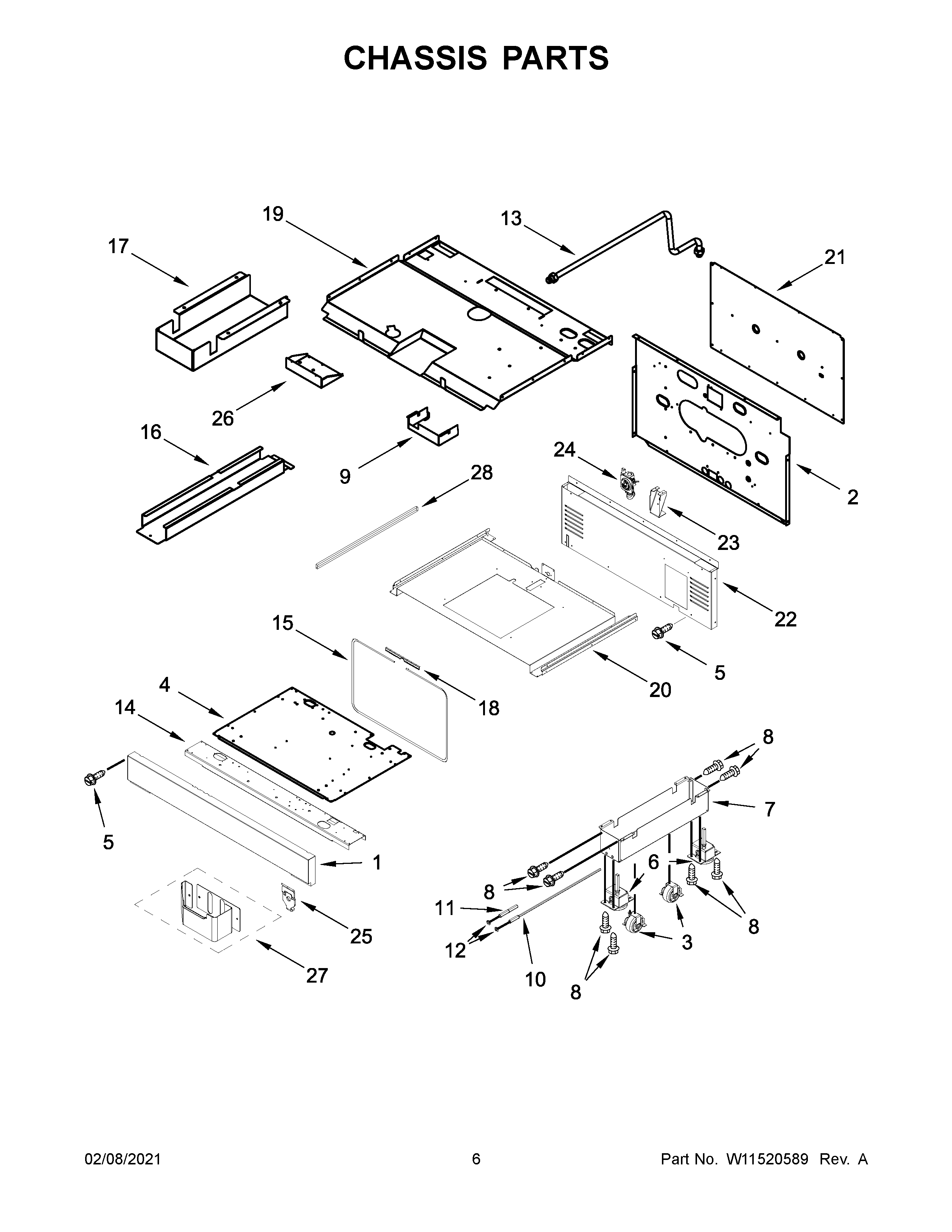 KitchenAid KFDC500JBK01 chassis parts diagram