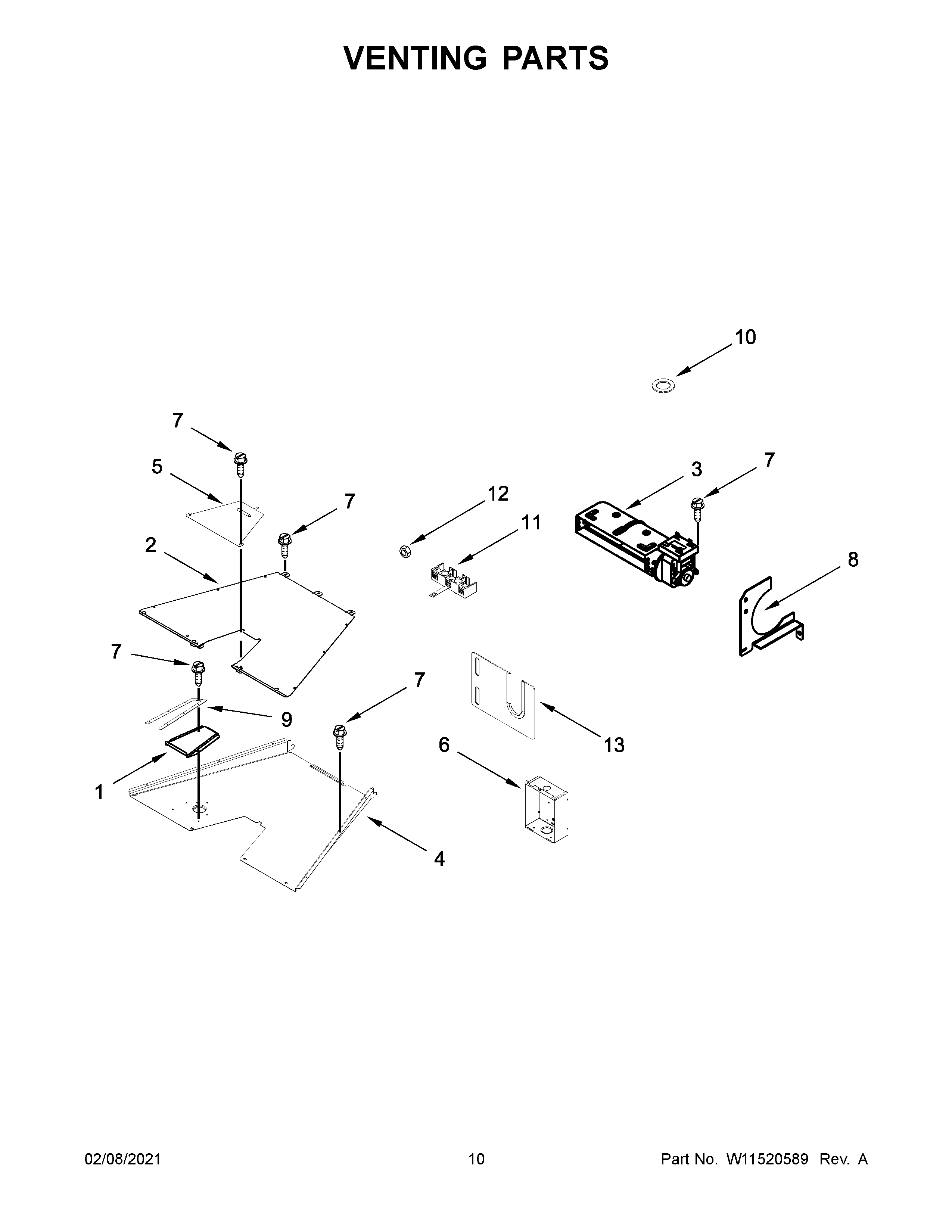 KitchenAid KFDC500JBK01 venting parts diagram