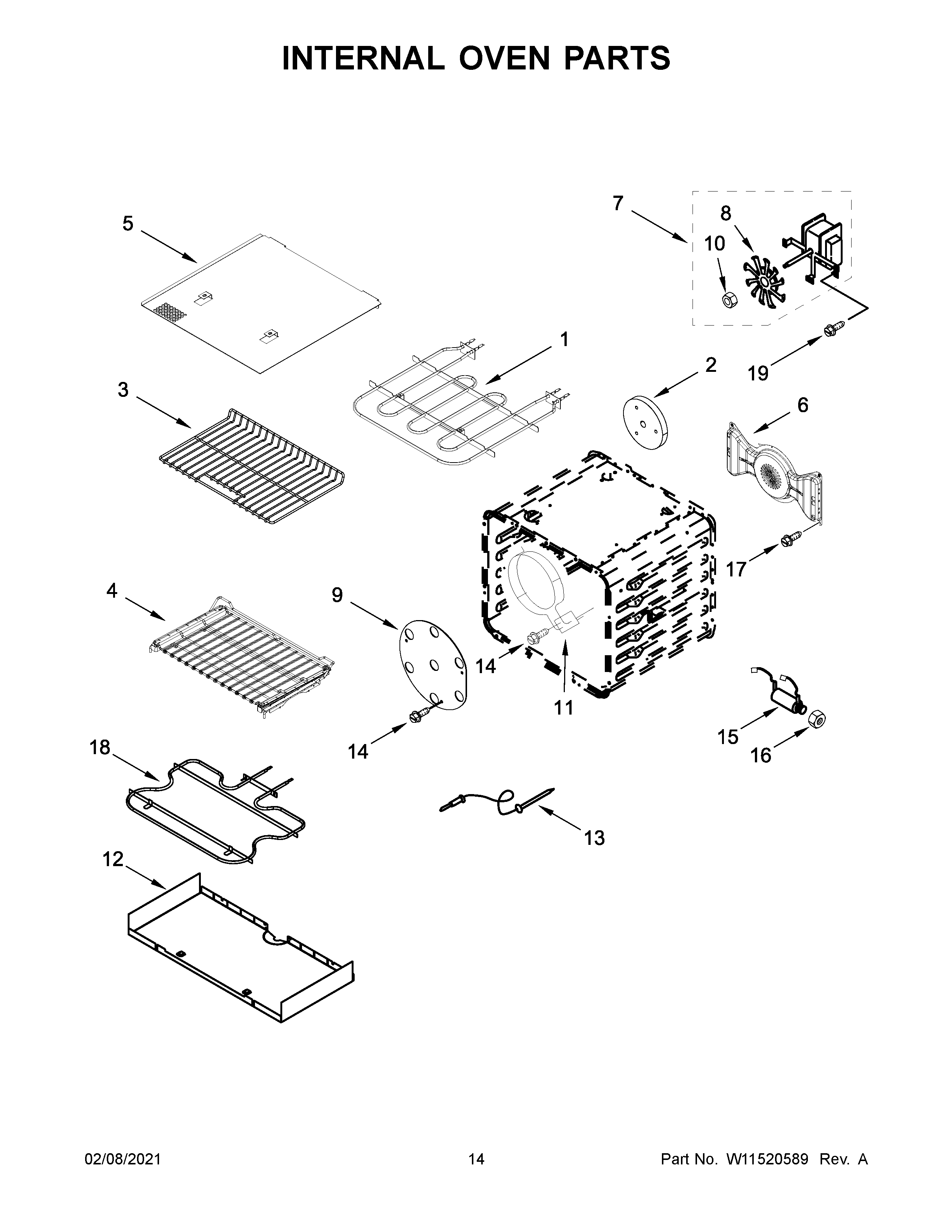KitchenAid KFDC500JBK01 internal oven parts diagram