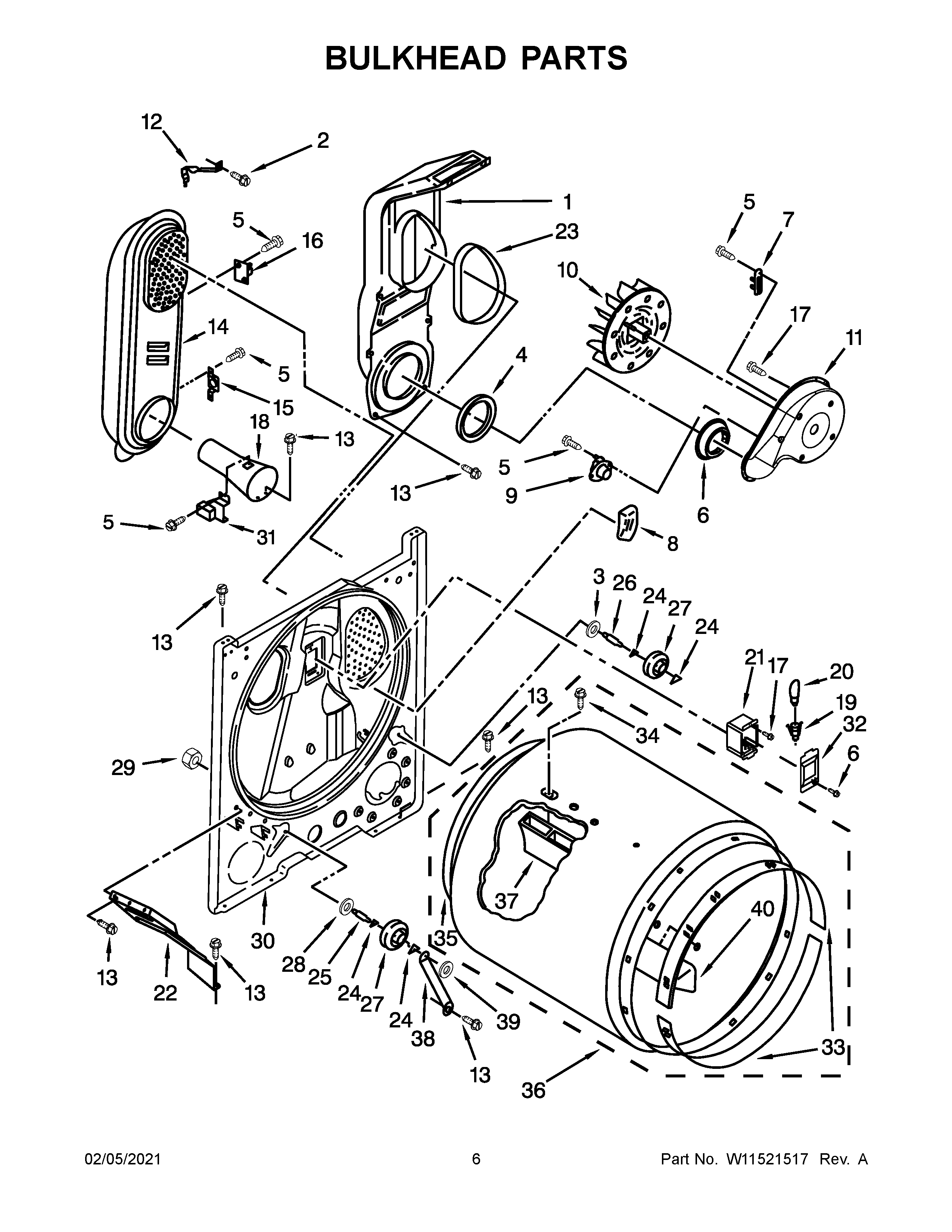 Whirlpool WGD5000DW4 bulkhead parts diagram
